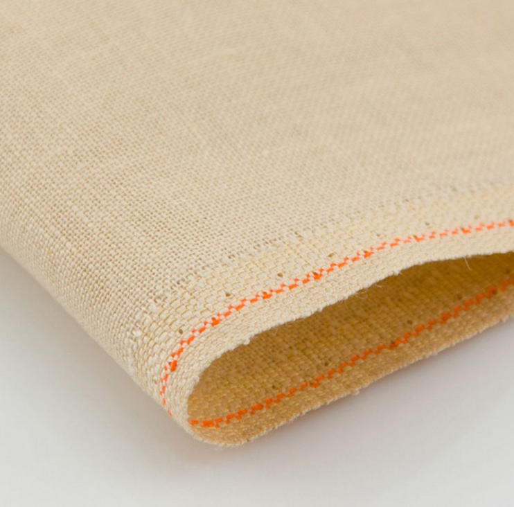 Precut Zweigart Belfast 3609/233 Antique Ivory canvas, 32 count, 100% linen, dimensions 48x68 cm, ideal for embroidery projects.