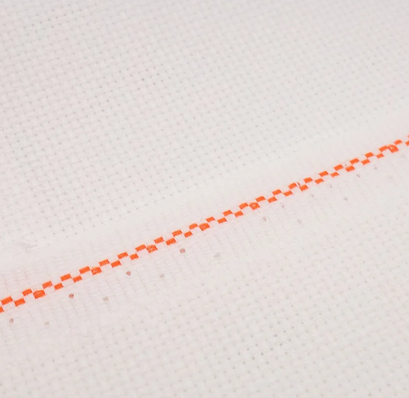 Precut Zweigart Fein-Aida 18 ct. fabric in Antique White, showcasing its soft texture and precise weave, ideal for embroidery projects.