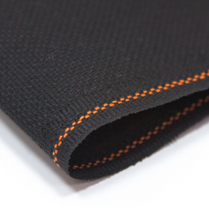 Precut Zweigart Fein-Aida 18 ct. fabric in black, measuring 48x53 cm, ideal for embroidery projects.