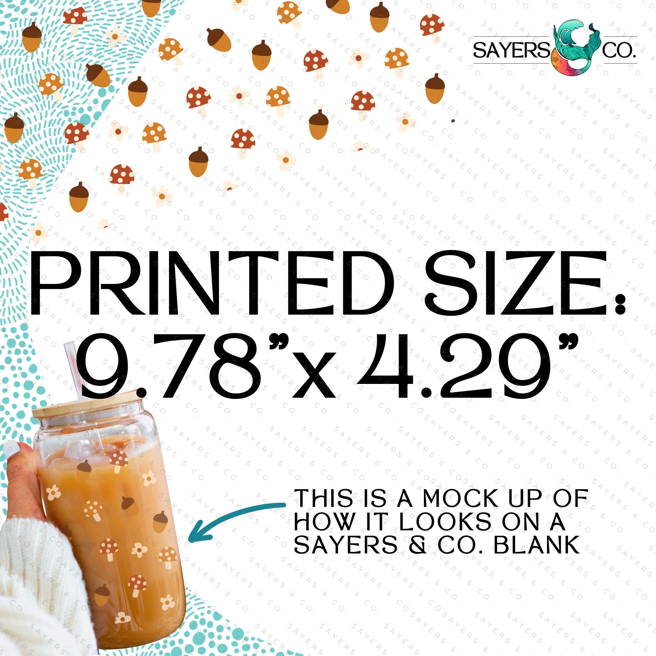 PRINTED Sublimation Transfer featuring Milk Milk Sugar design with micro mushrooms, ideal for Fall-themed cups.