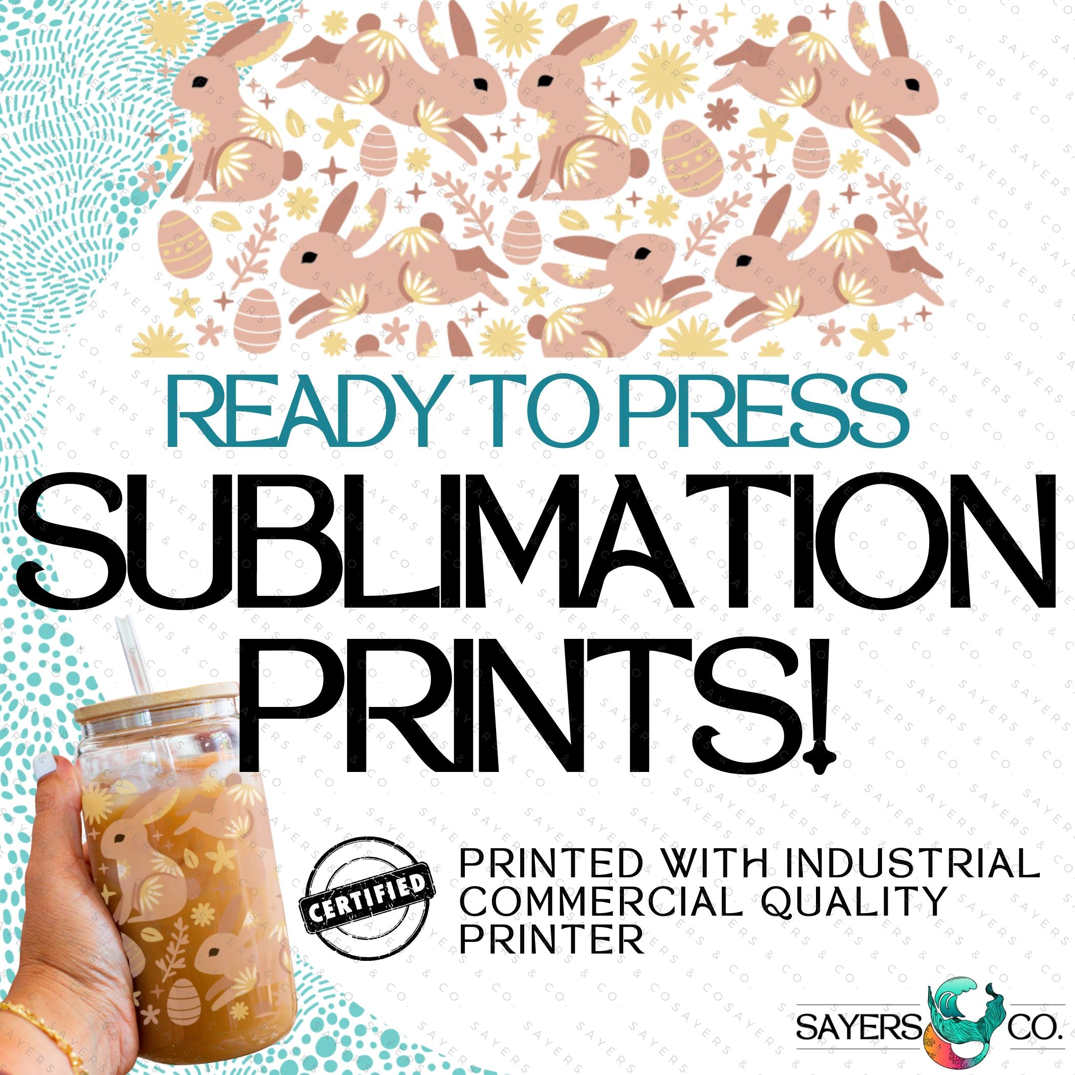 PRINTED Sublimation Transfer featuring cute Easter designs for custom cup creation.