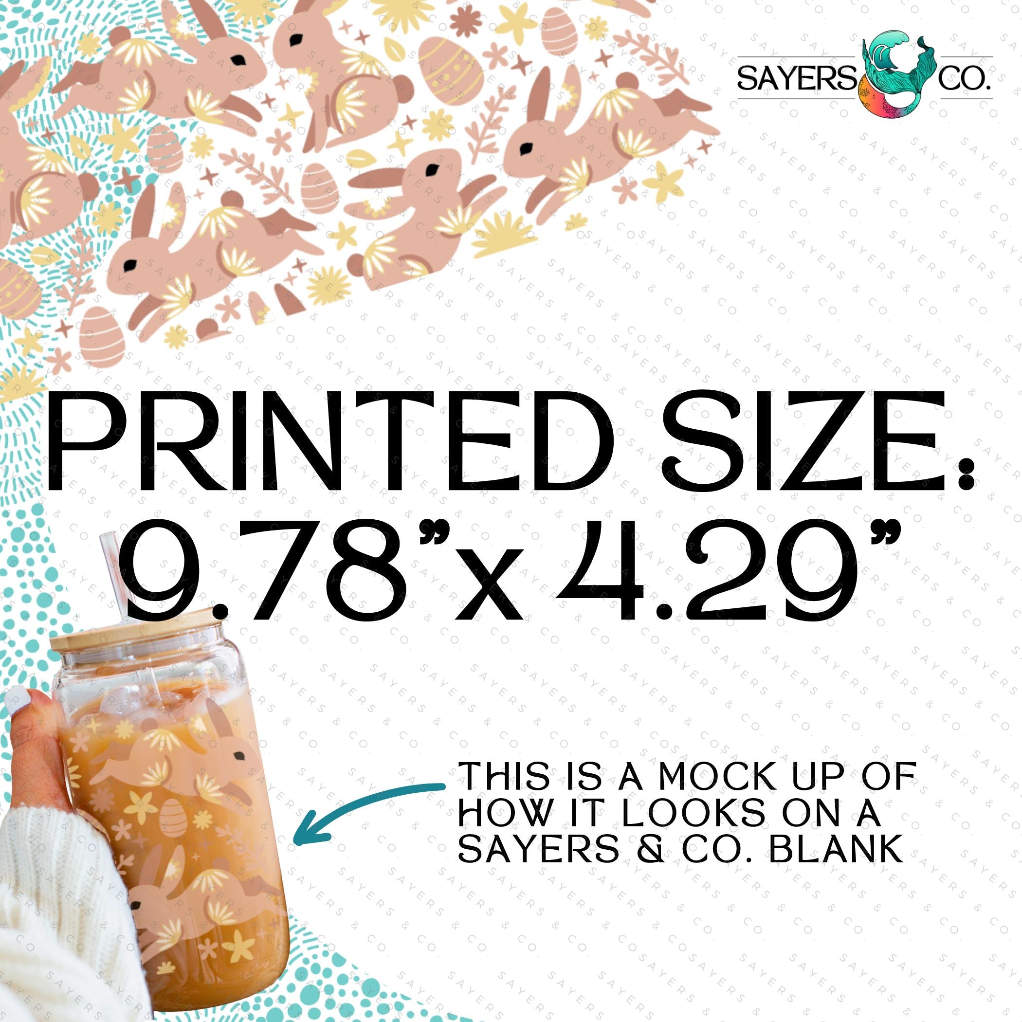 PRINTED Sublimation Transfer featuring cute Easter designs for custom cup creation.