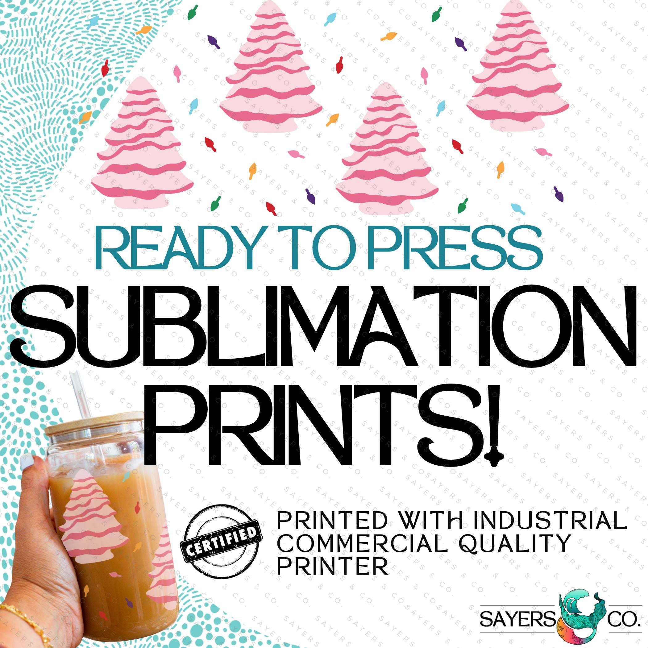 PRINTED Sublimation Transfer featuring Milk Milk Sugar design for Christmas cups, showcasing vibrant colors and festive elements.