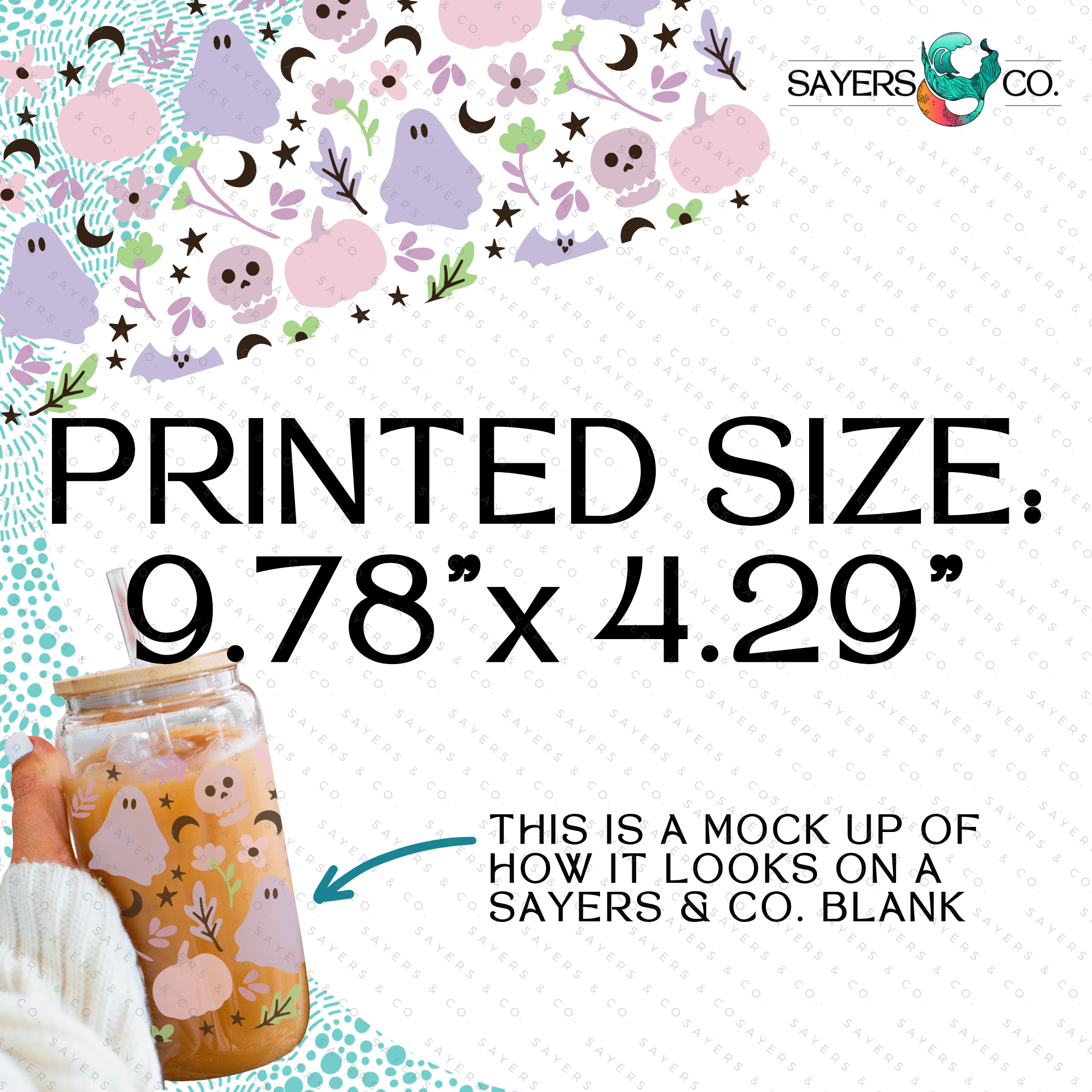 PRINTED Sublimation Transfer featuring Milk Milk Sugar design with Halloween themes like ghosts and pumpkins.