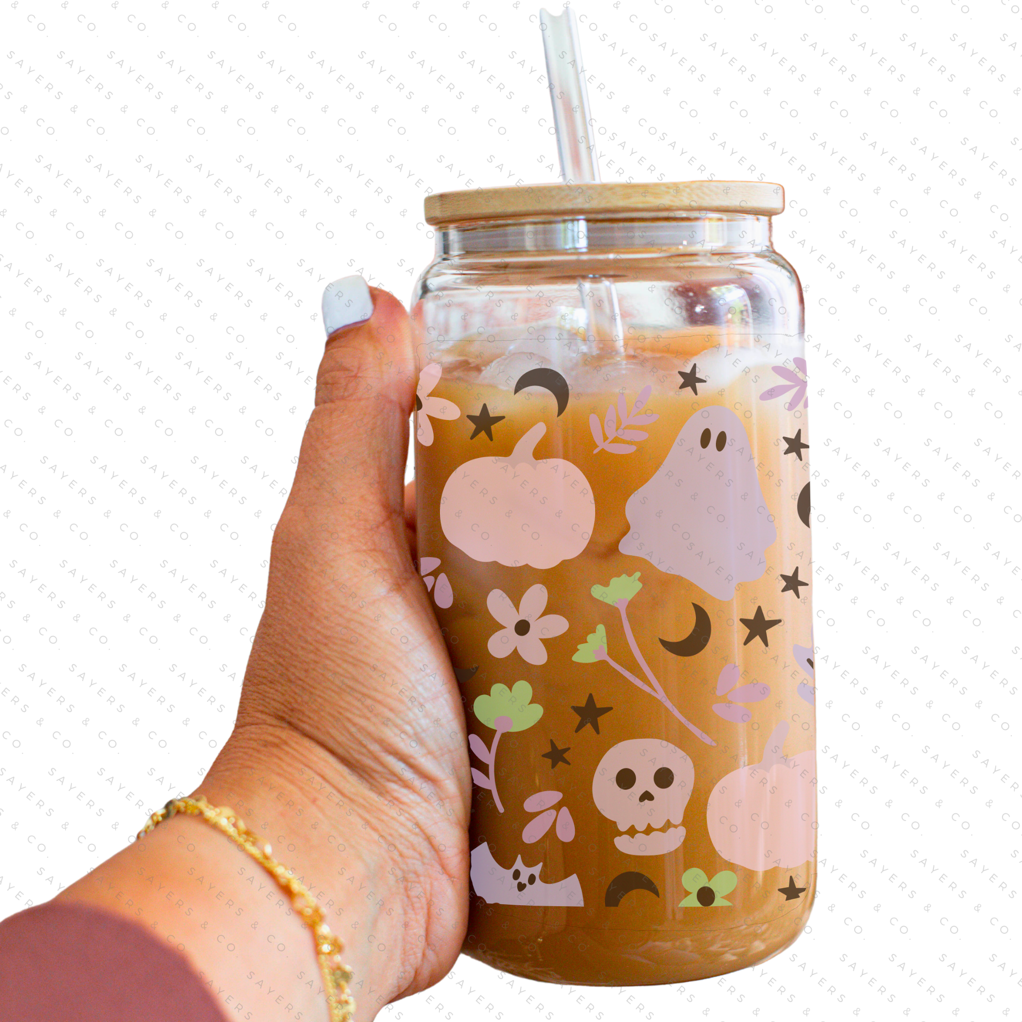 PRINTED Sublimation Transfer featuring Milk Milk Sugar design with Halloween themes like ghosts and pumpkins.