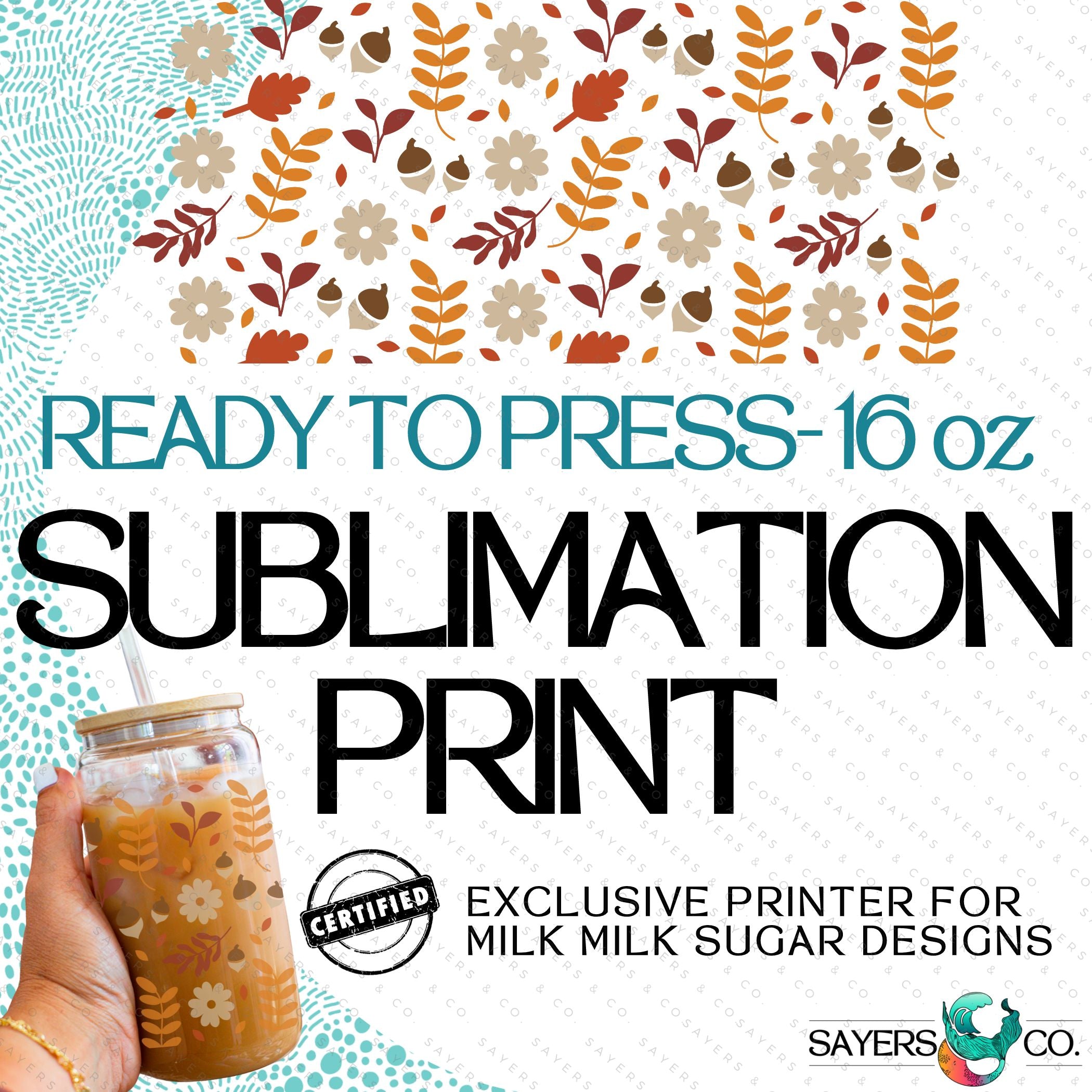 PRINTED Sublimation Transfer featuring Milk Milk Sugar design for Halloween cups, showcasing vibrant colors and intricate details.