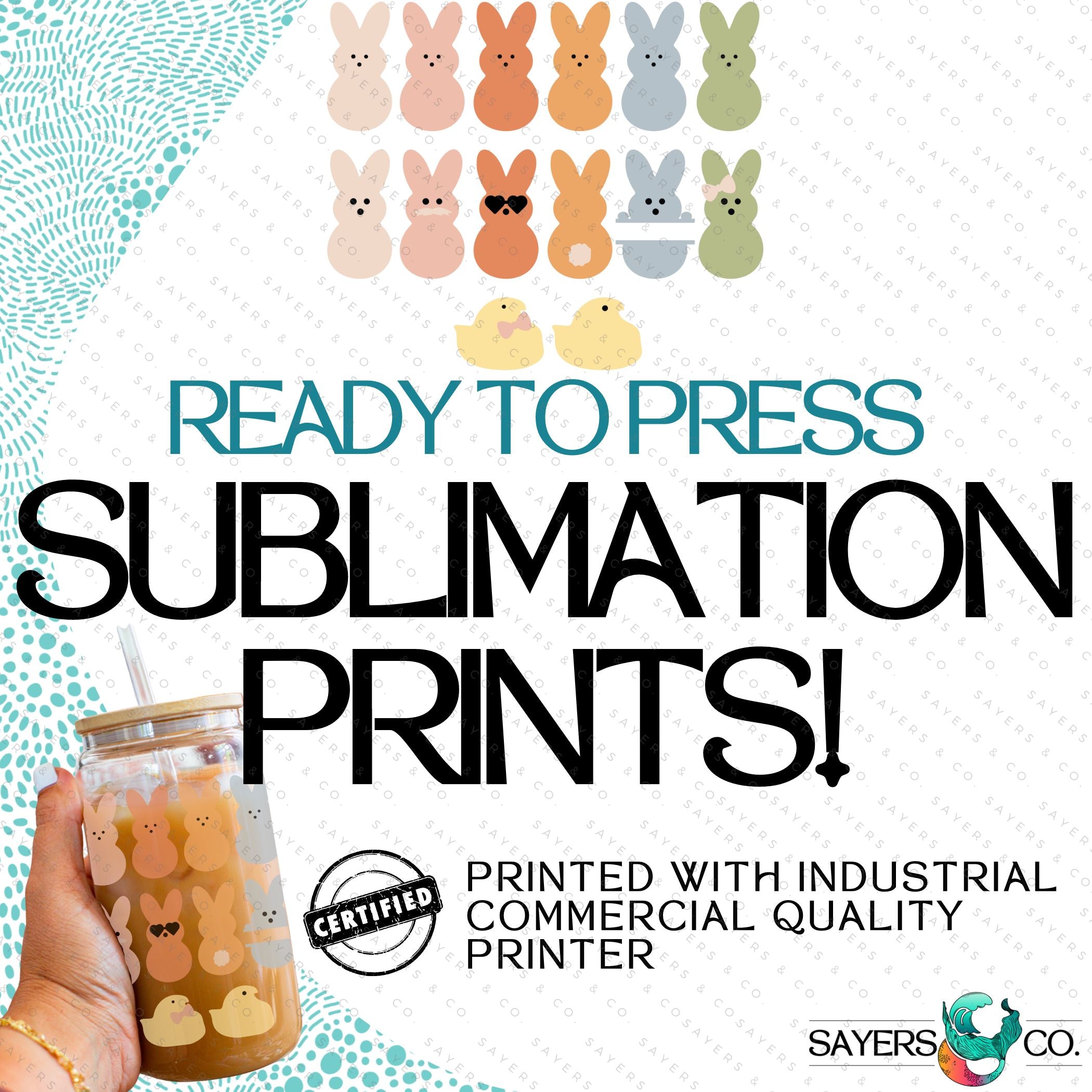 PRINTED Sublimation Transfer featuring Milk Milk Sugar design for Easter-themed cups.