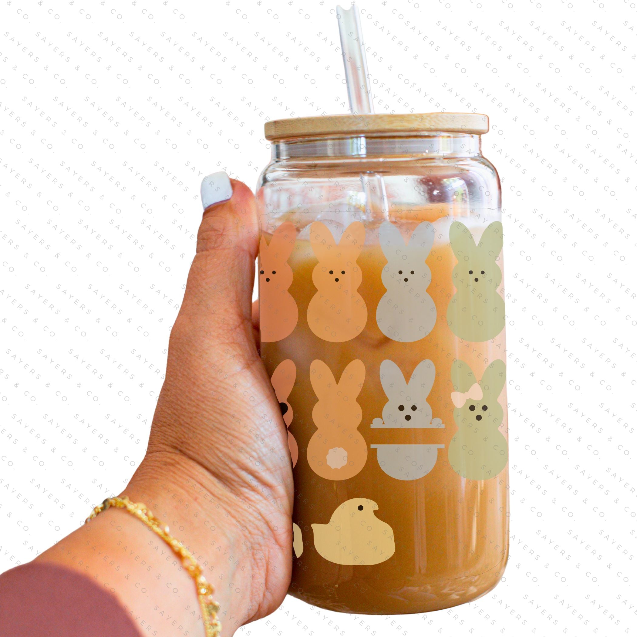 PRINTED Sublimation Transfer featuring Milk Milk Sugar design for Easter-themed cups.