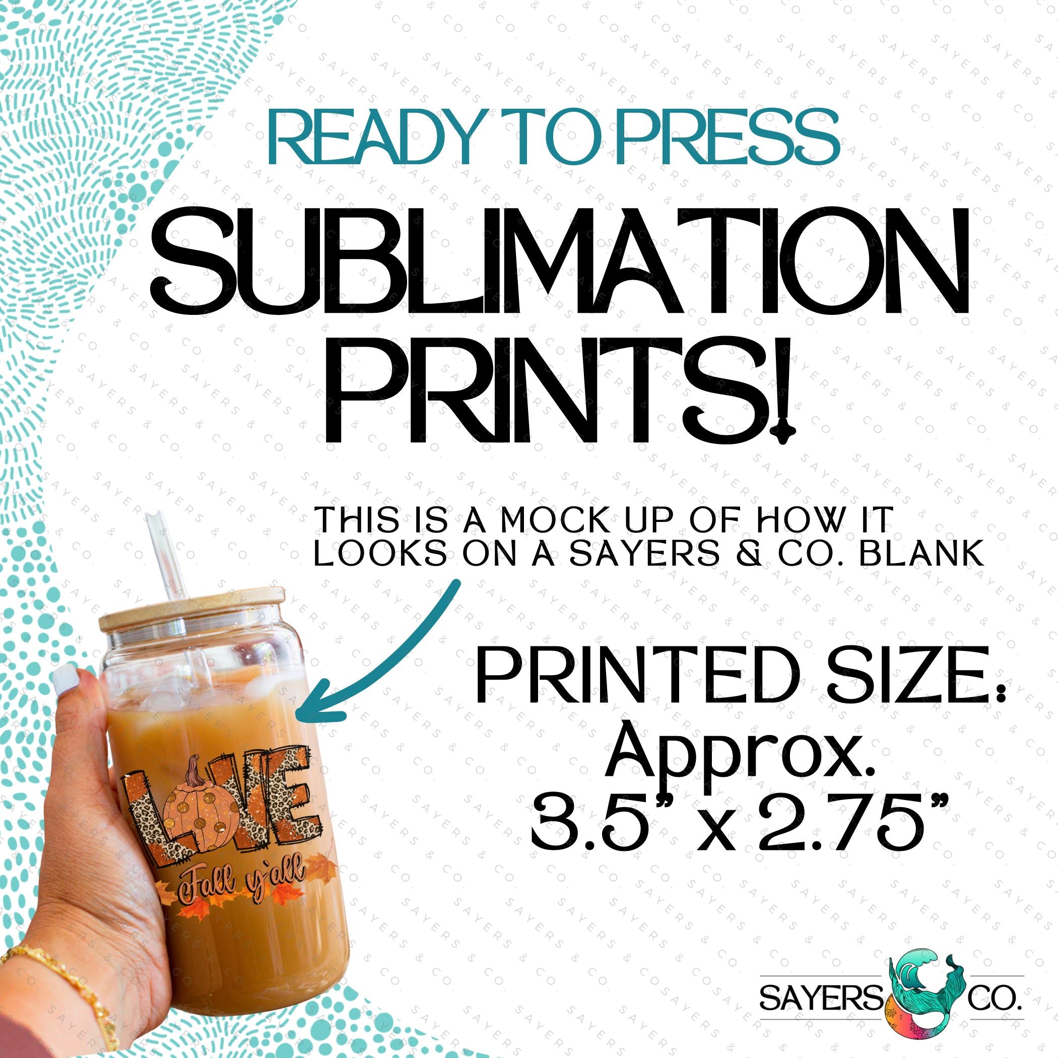 PRINTED Sublimation Transfer or Vinyl Print featuring 'Love Fall Yall' design, ideal for 16oz tumblers and autumn-themed drinkware.