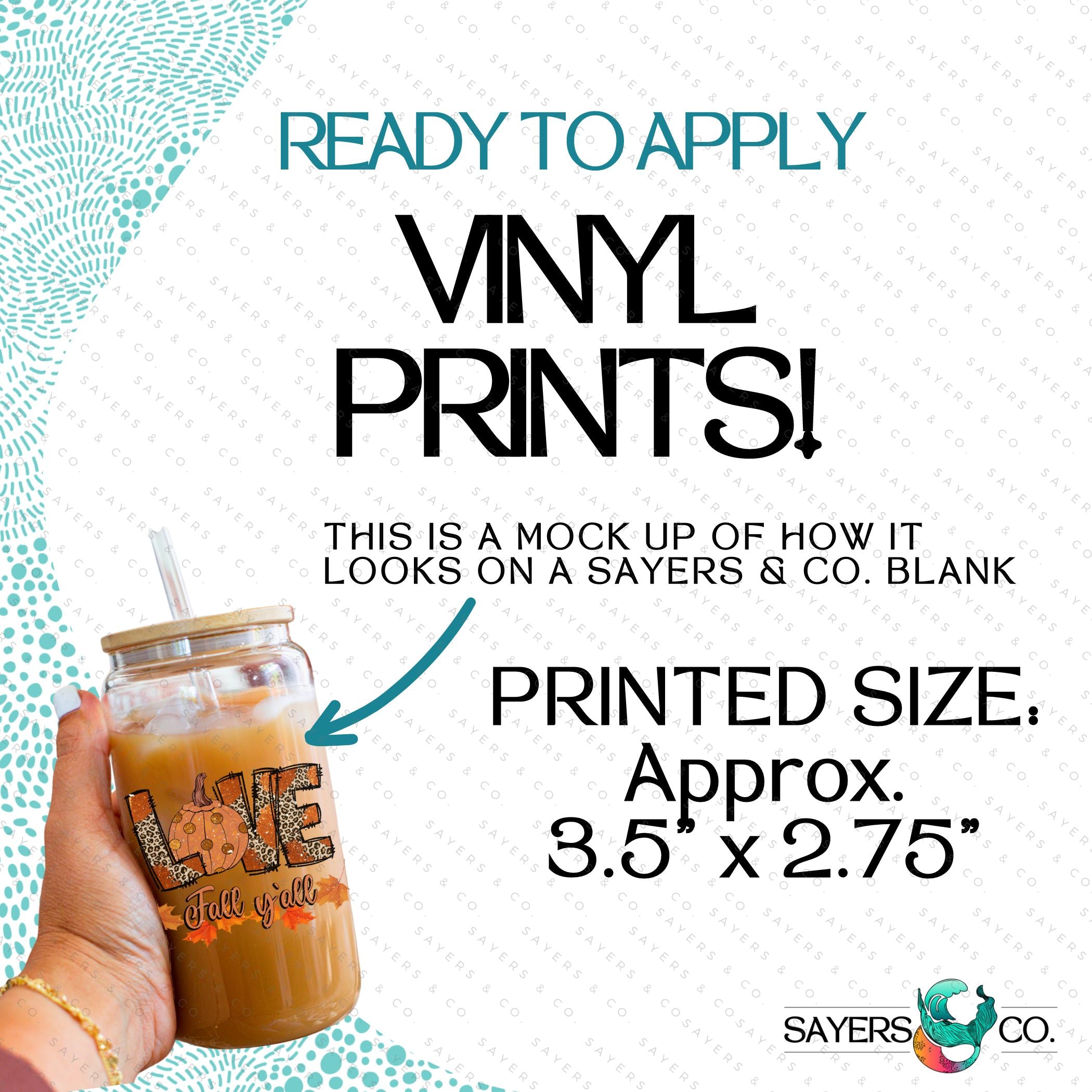PRINTED Sublimation Transfer or Vinyl Print featuring 'Love Fall Yall' design, ideal for 16oz tumblers and autumn-themed drinkware.