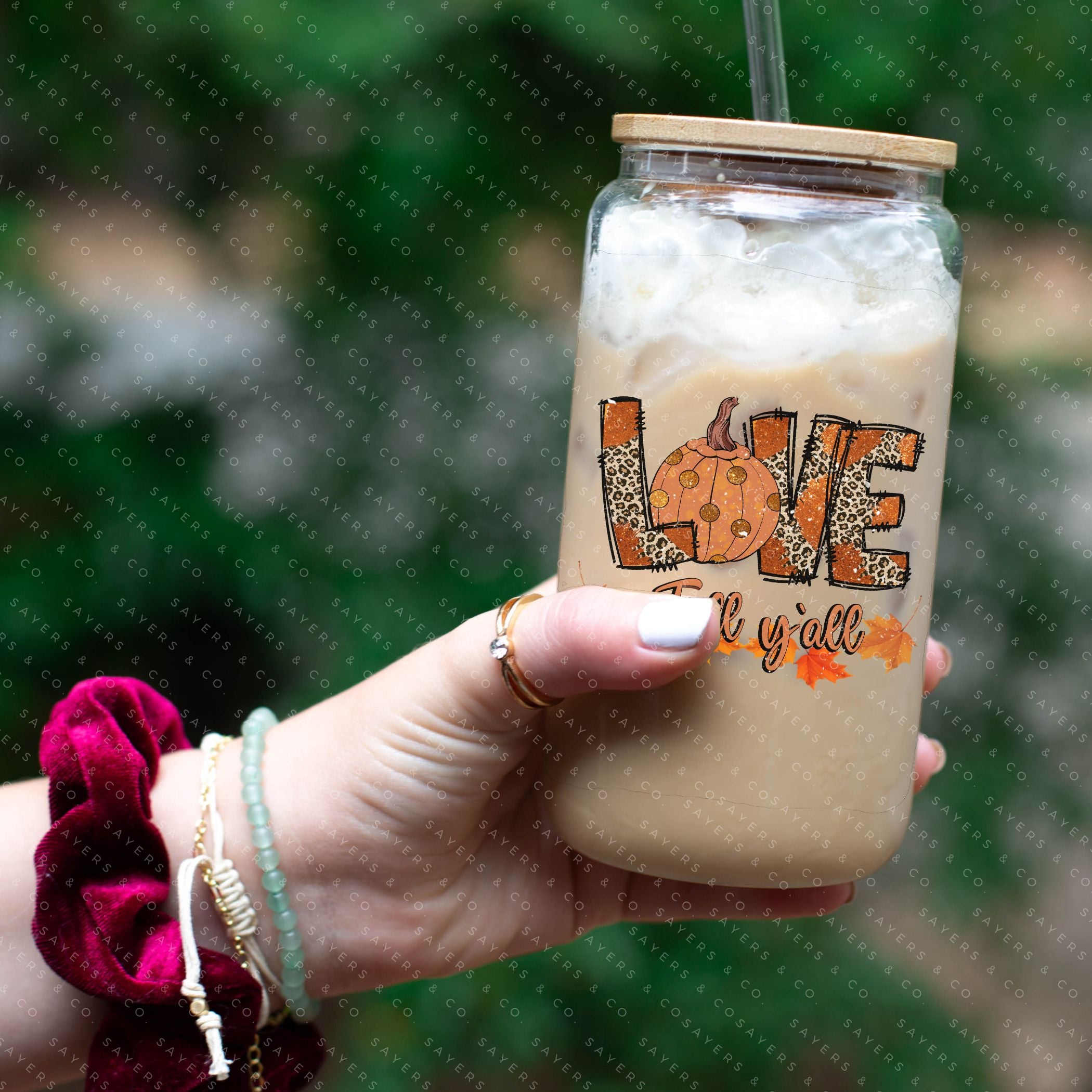 PRINTED Sublimation Transfer or Vinyl Print featuring 'Love Fall Yall' design, ideal for 16oz tumblers and autumn-themed drinkware.