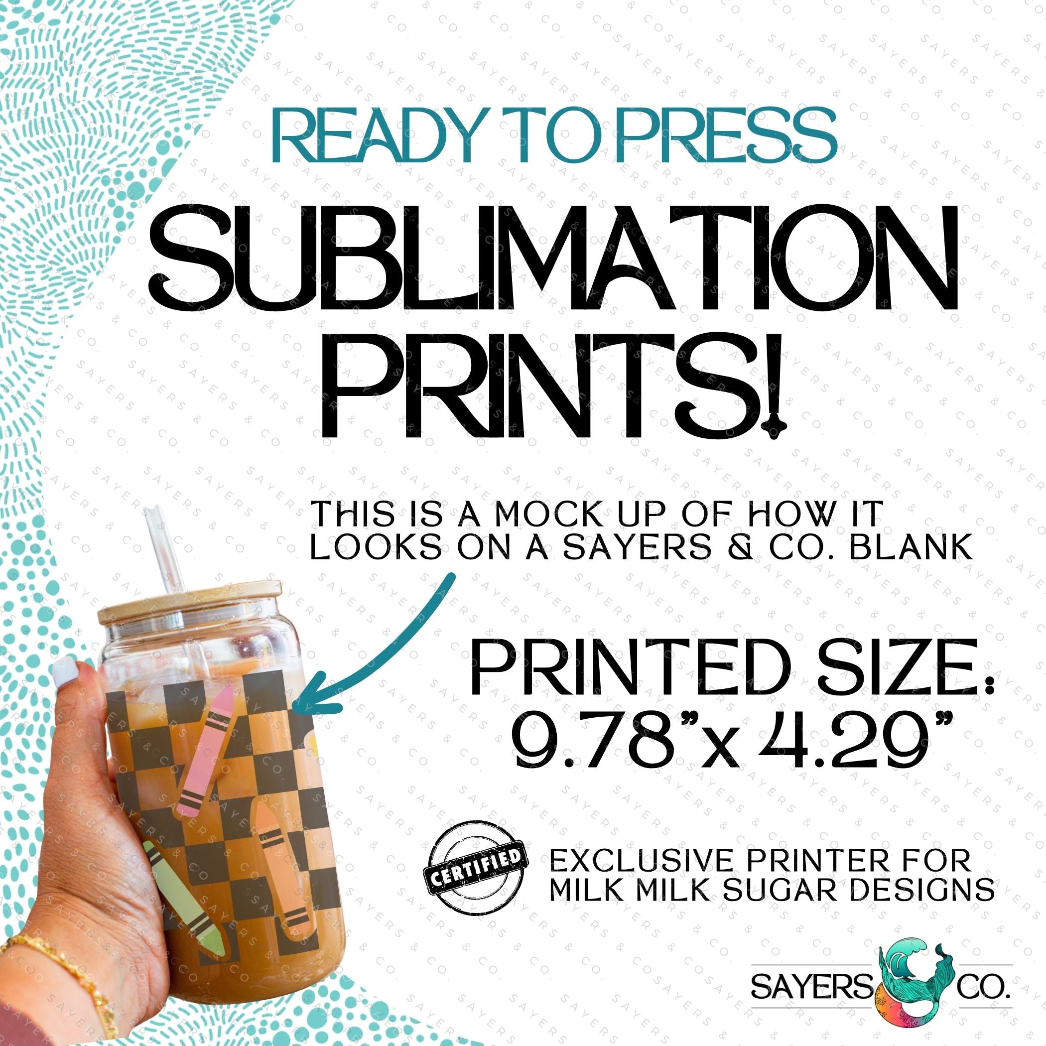 PRINTED Sublimation Transfer or Vinyl Print featuring Milk Milk Sugar Certified design, ideal for tumblers and various surfaces.