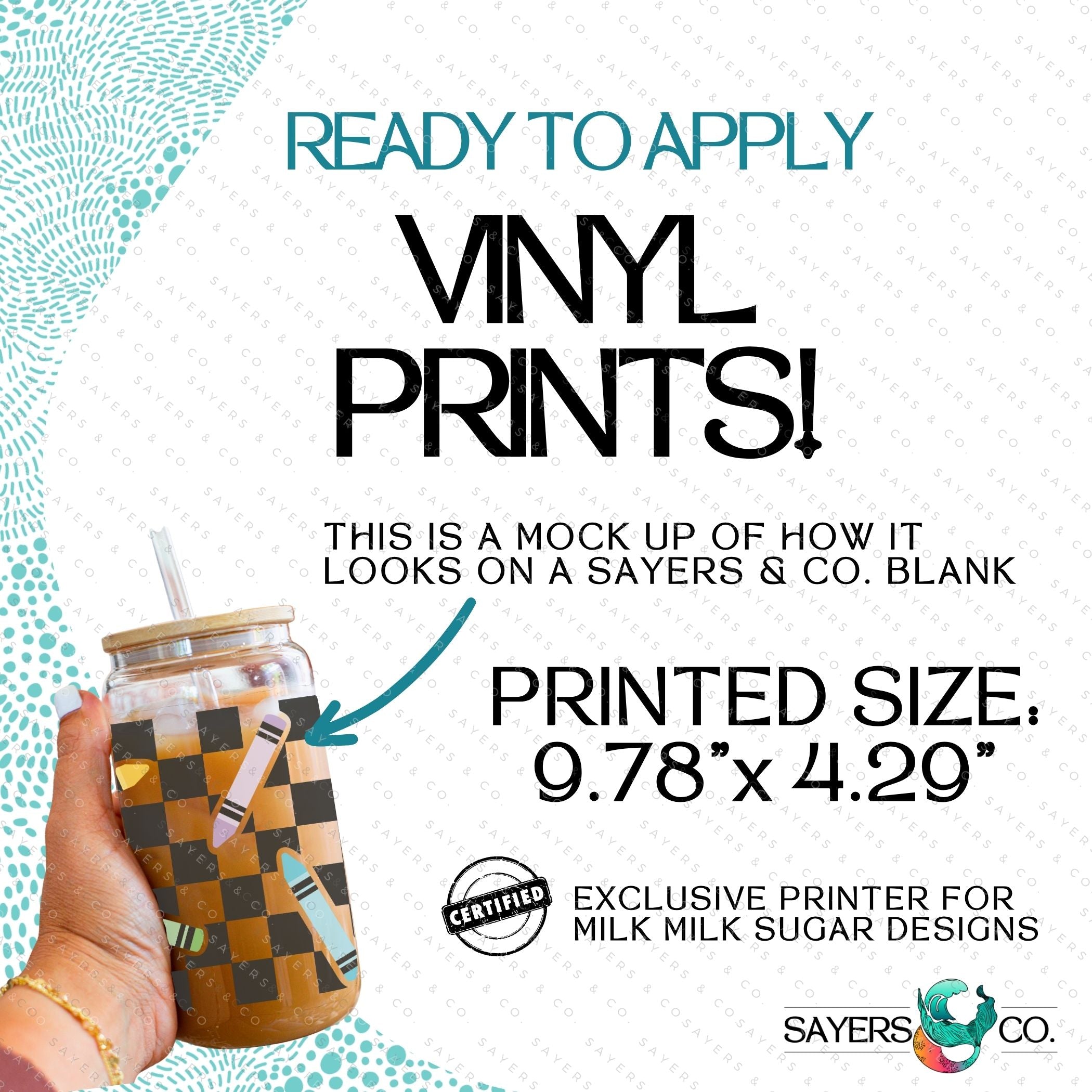 PRINTED Sublimation Transfer or Vinyl Print featuring Milk Milk Sugar Certified design, ideal for tumblers and various surfaces.