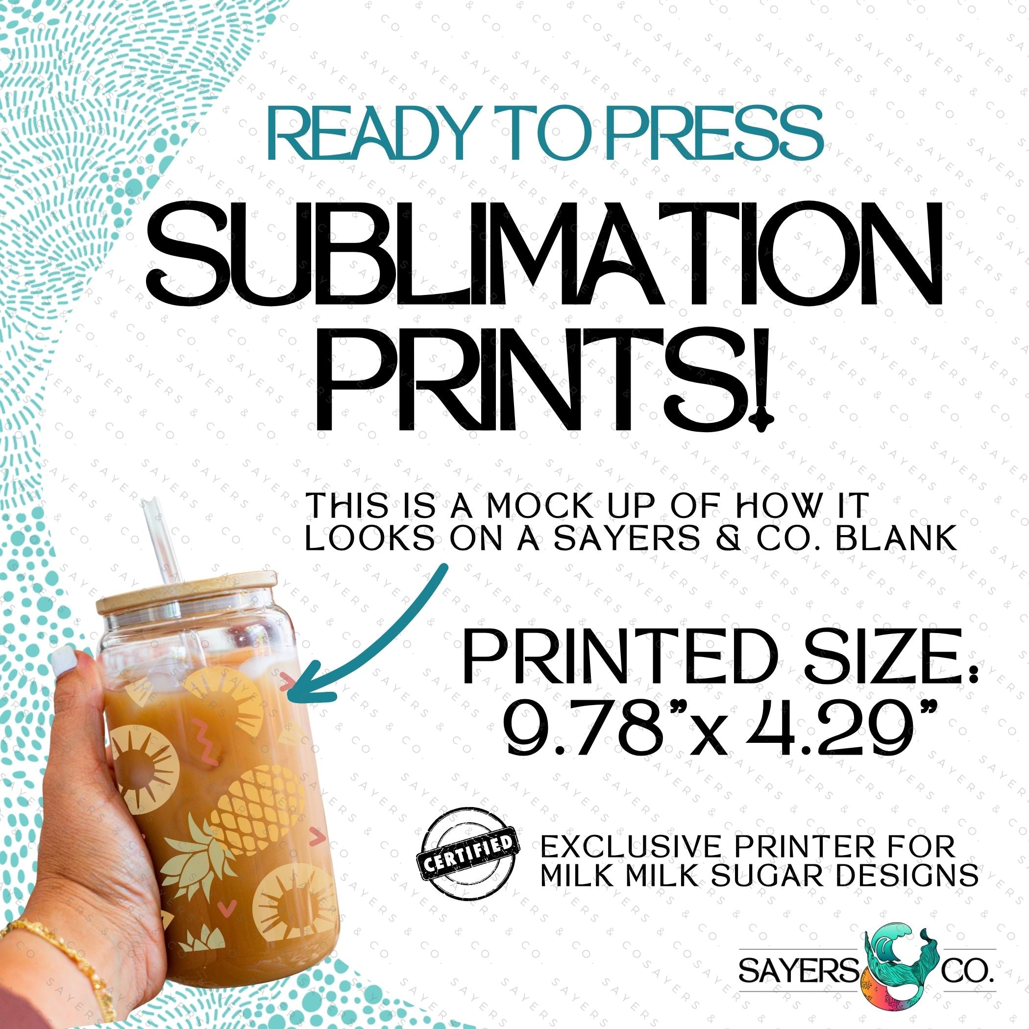 PRINTED Sublimation Transfer or Vinyl Print featuring Milk Milk Sugar Certified design, ideal for tumblers and various products.