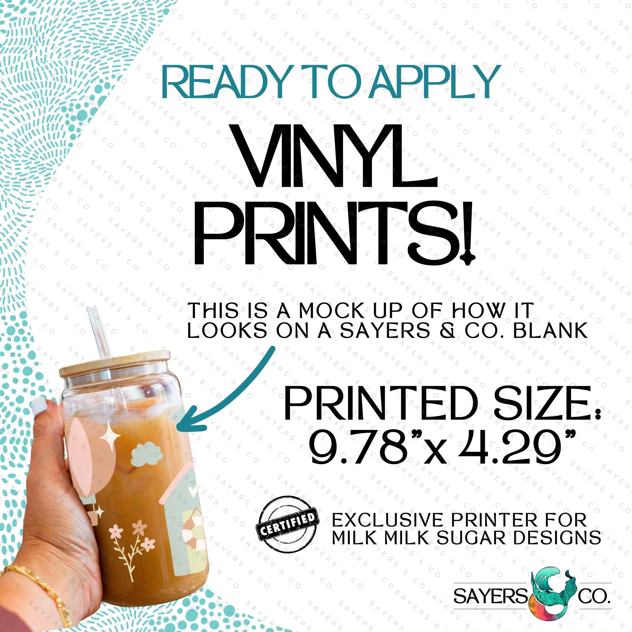 PRINTED Sublimation Transfer or Vinyl Print featuring Milk Milk Sugar Certified design for custom tumblers and drinkware.