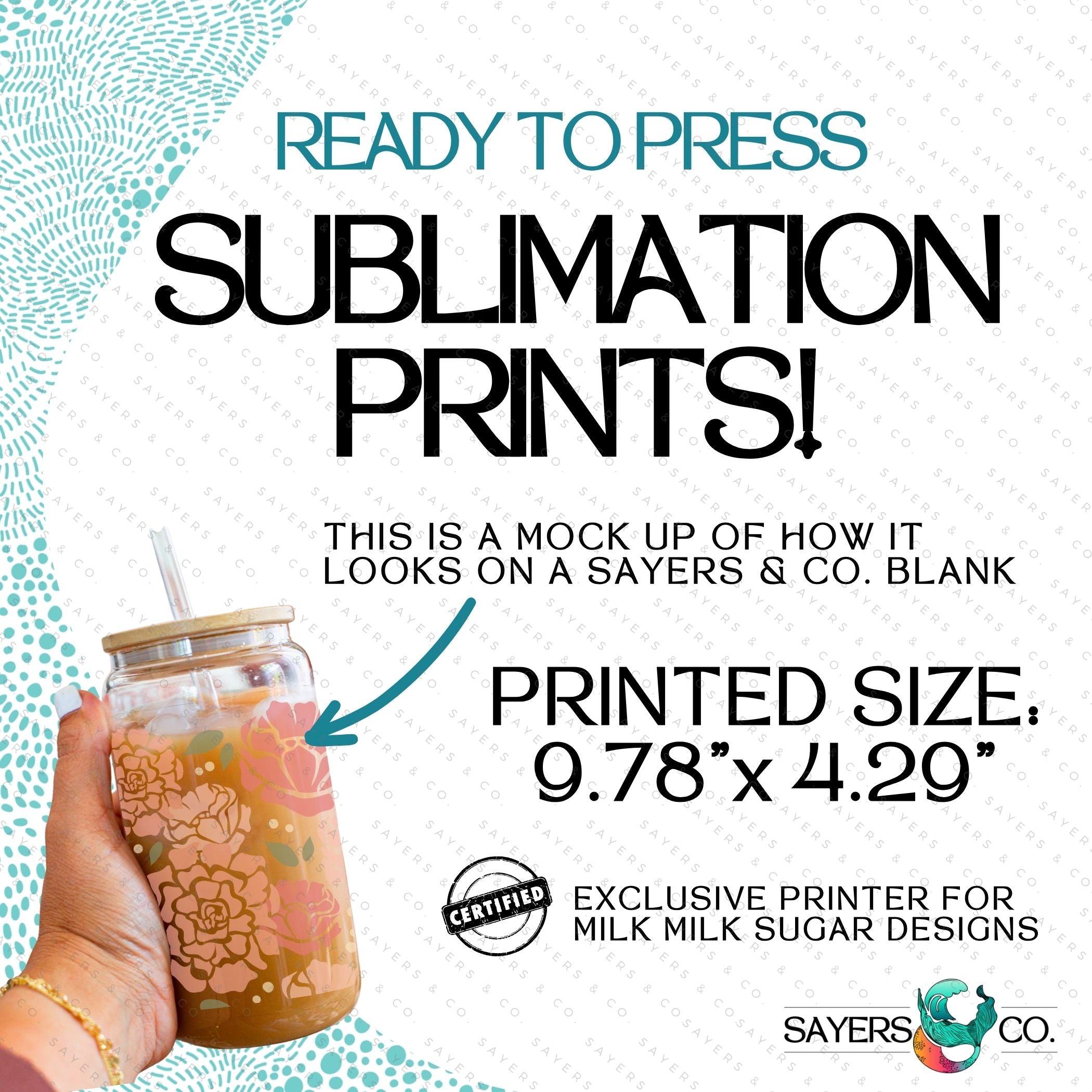 PRINTED Sublimation Transfer or Vinyl Print featuring Milk Milk Sugar Certified design, ideal for tumblers and various surfaces.