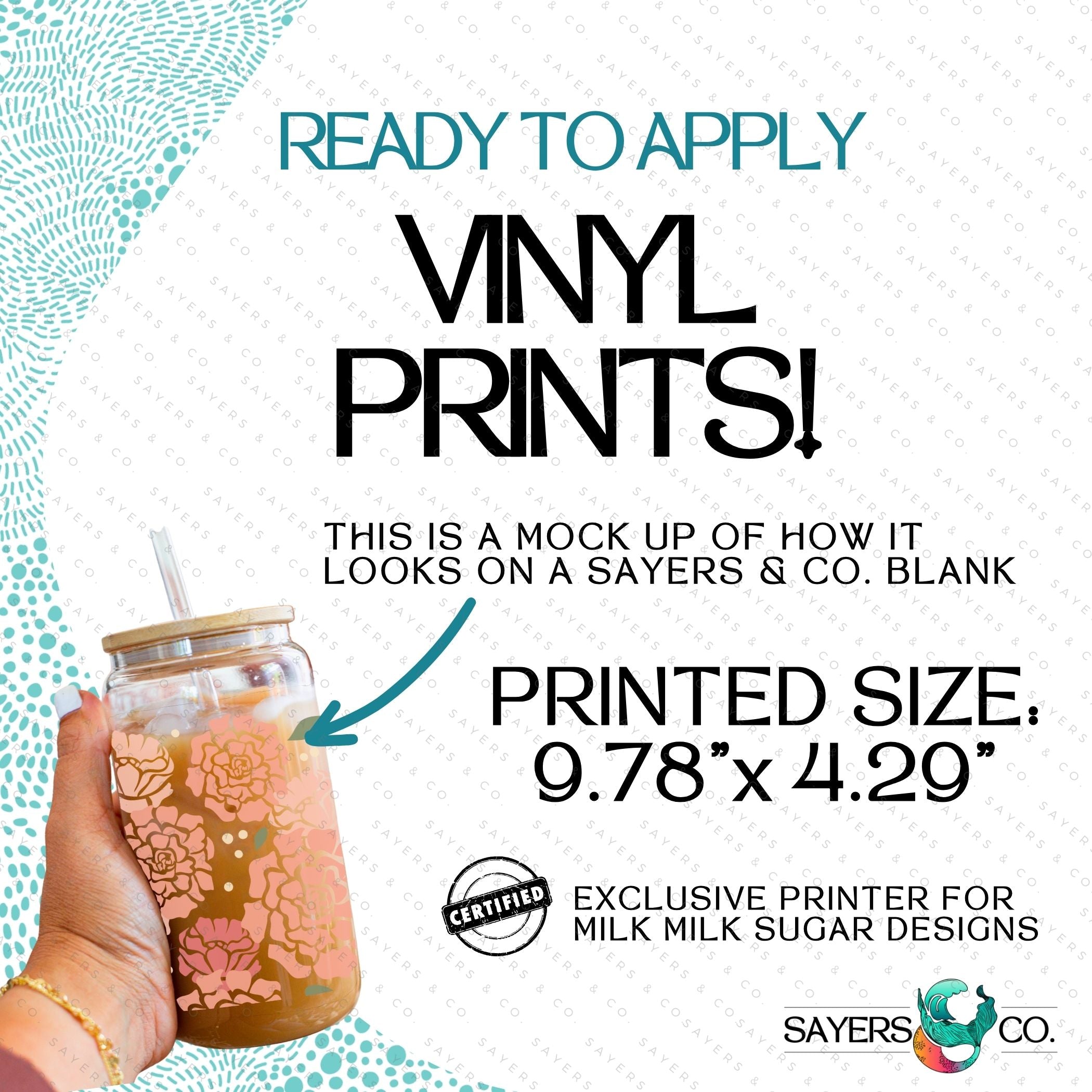 PRINTED Sublimation Transfer or Vinyl Print featuring Milk Milk Sugar Certified design, ideal for tumblers and various surfaces.