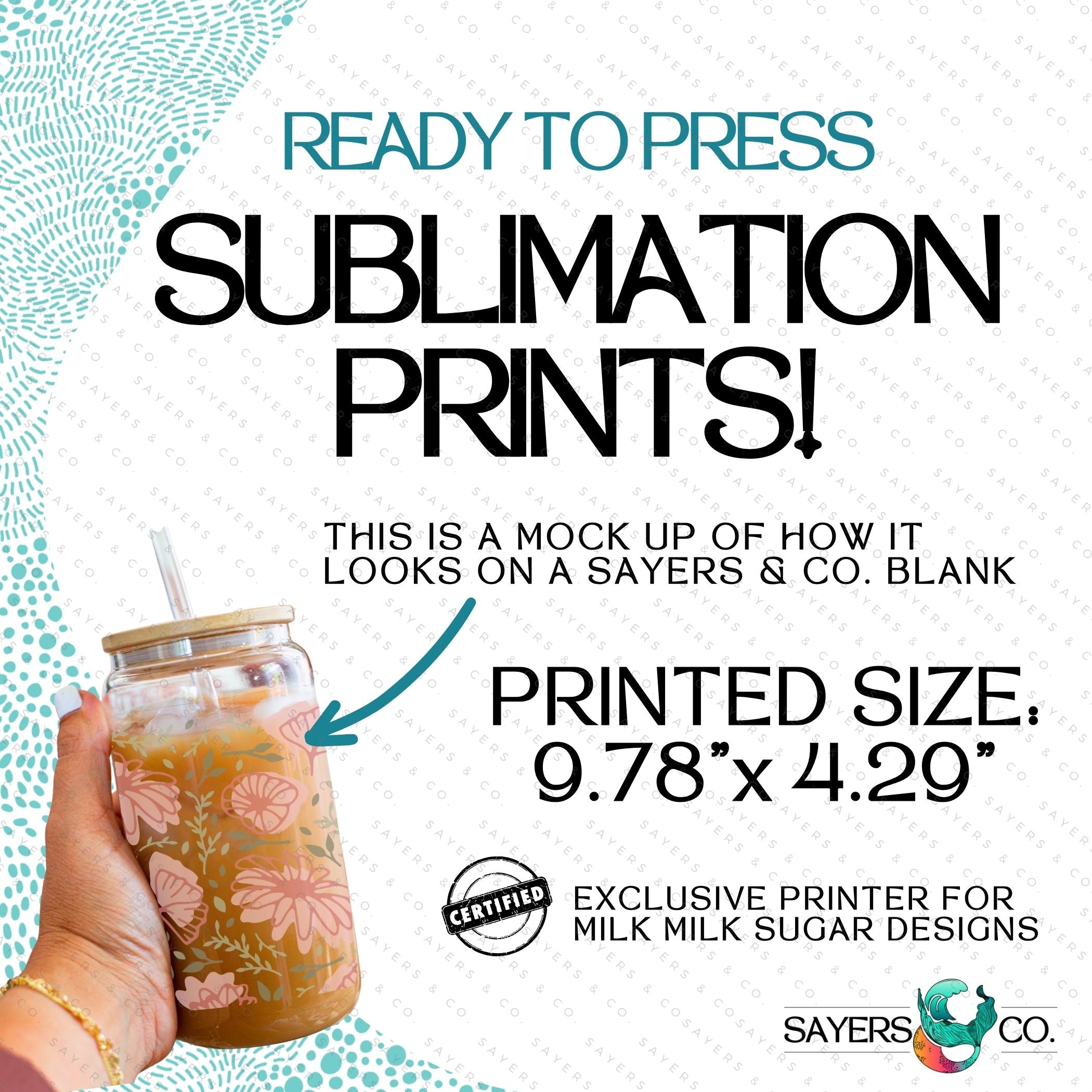 PRINTED Sublimation Transfer or Vinyl Print featuring Milk Milk Sugar Certified design, ideal for tumblers and various surfaces.