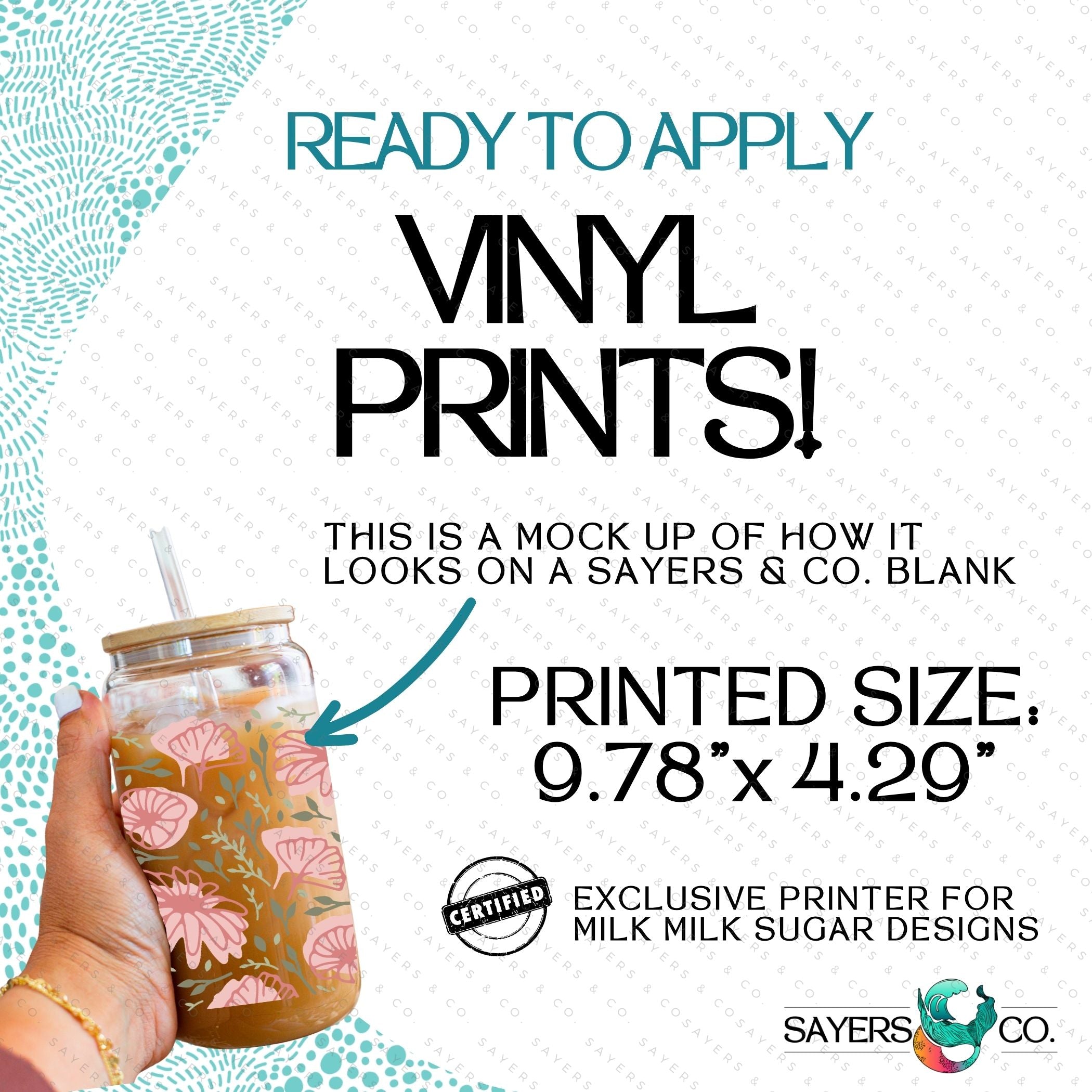 PRINTED Sublimation Transfer or Vinyl Print featuring Milk Milk Sugar Certified design, ideal for tumblers and various surfaces.