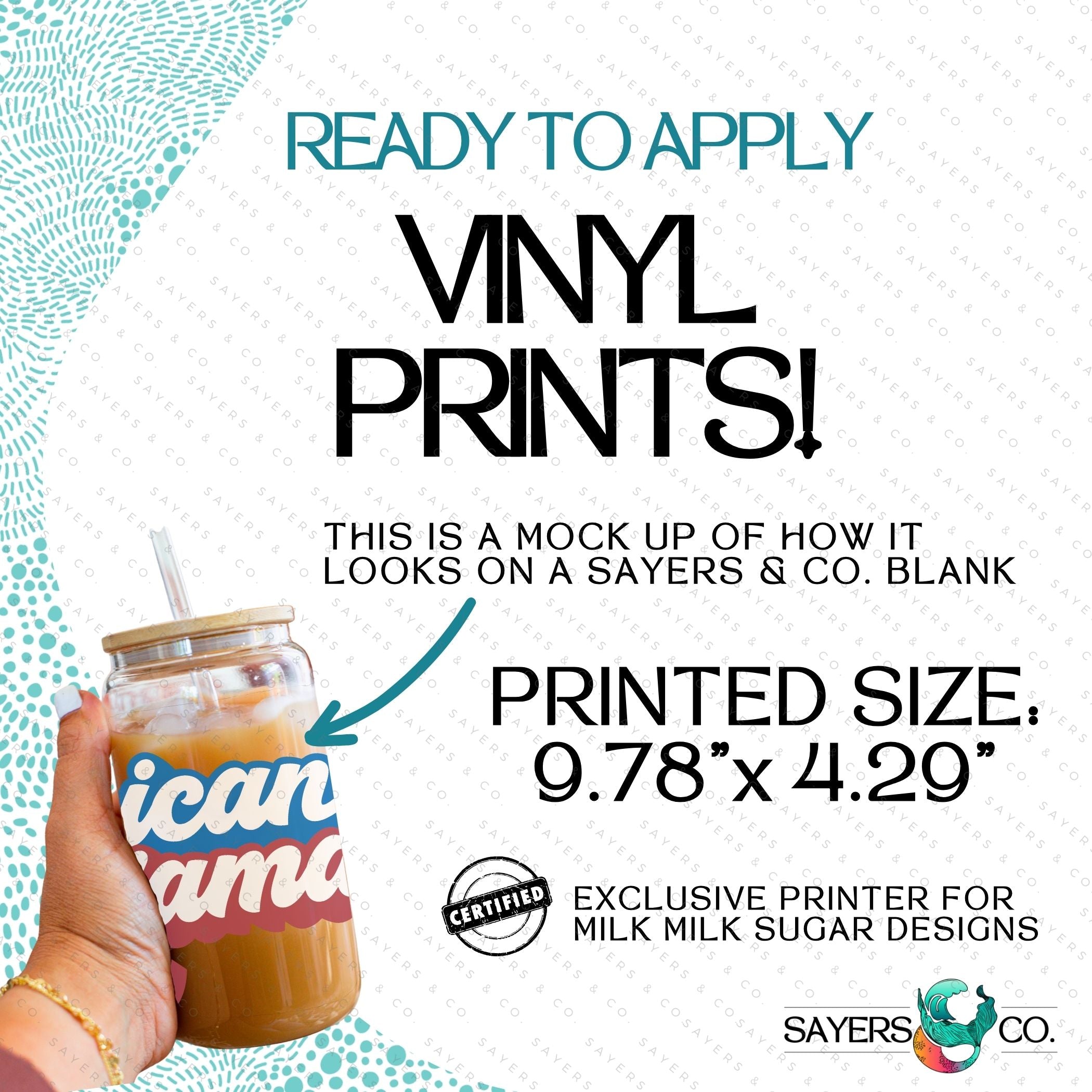 PRINTED Sublimation Transfer or Vinyl Print featuring Milk Milk Sugar Certified design, ideal for custom drinkware and crafts.