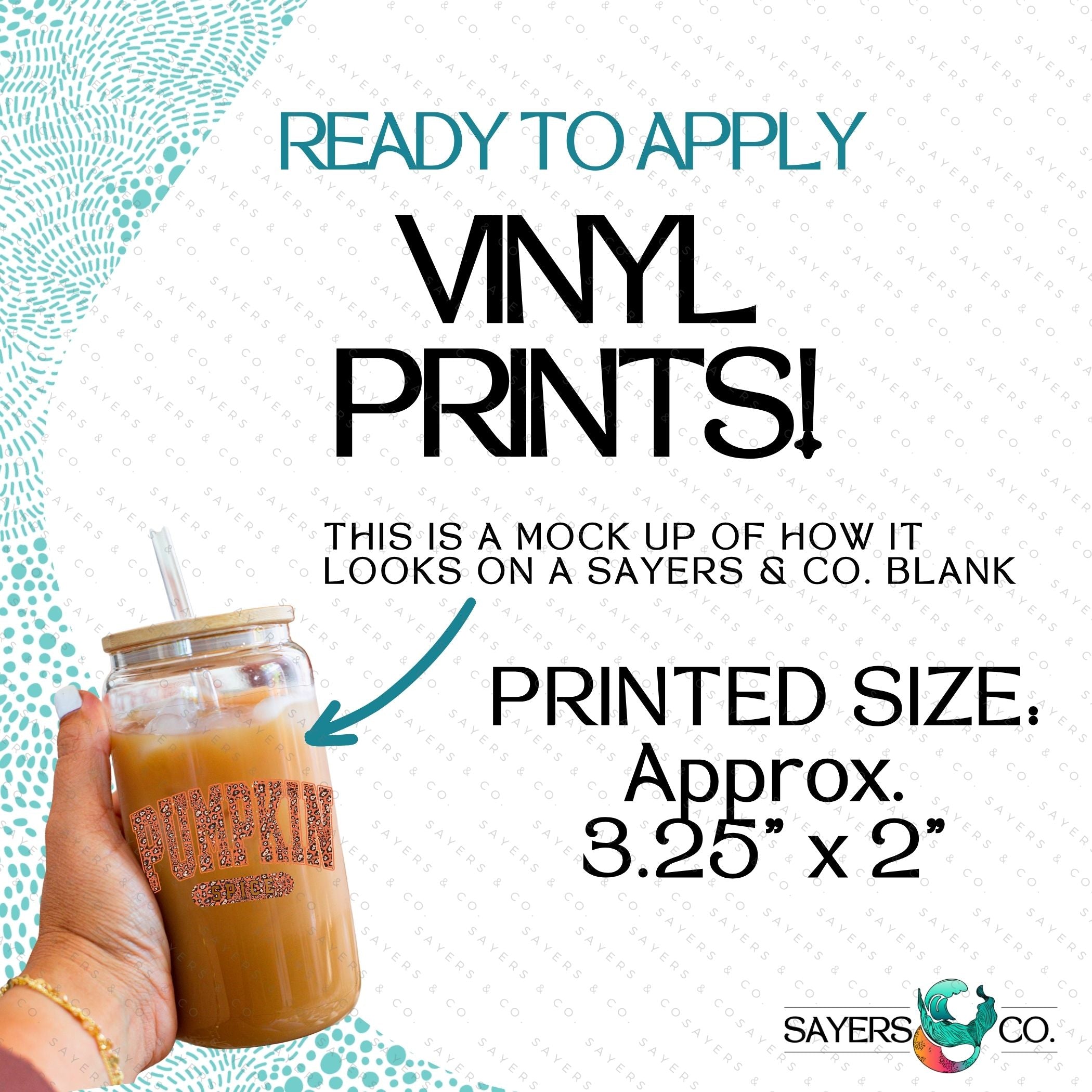 Pumpkin Spice 16oz tumbler sublimation transfer and vinyl print design, showcasing autumn-themed graphics perfect for seasonal drinkware.