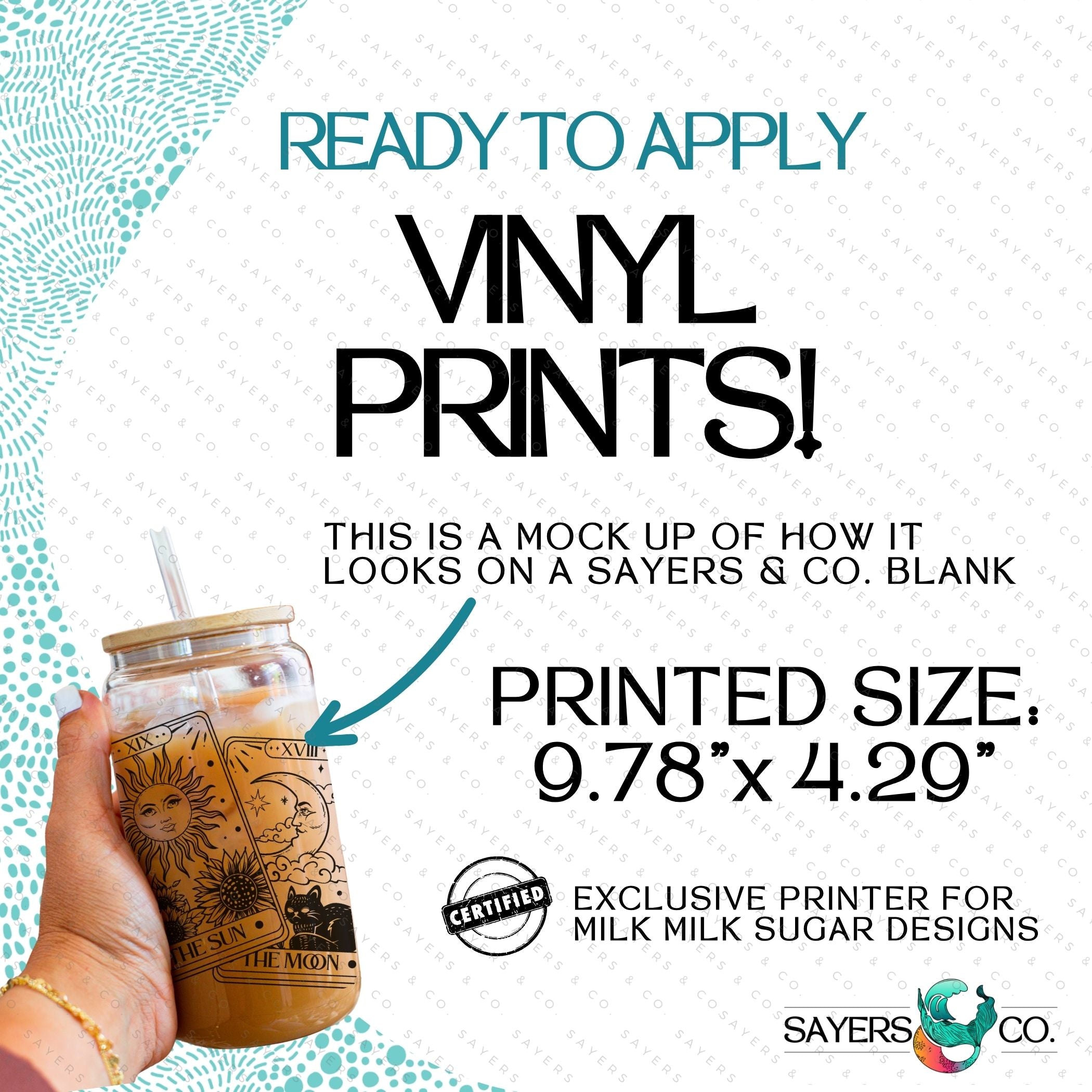 PRINTED Sublimation Transfer featuring Tarot Cards Sun and Moon design, ideal for tumblers and mugs.