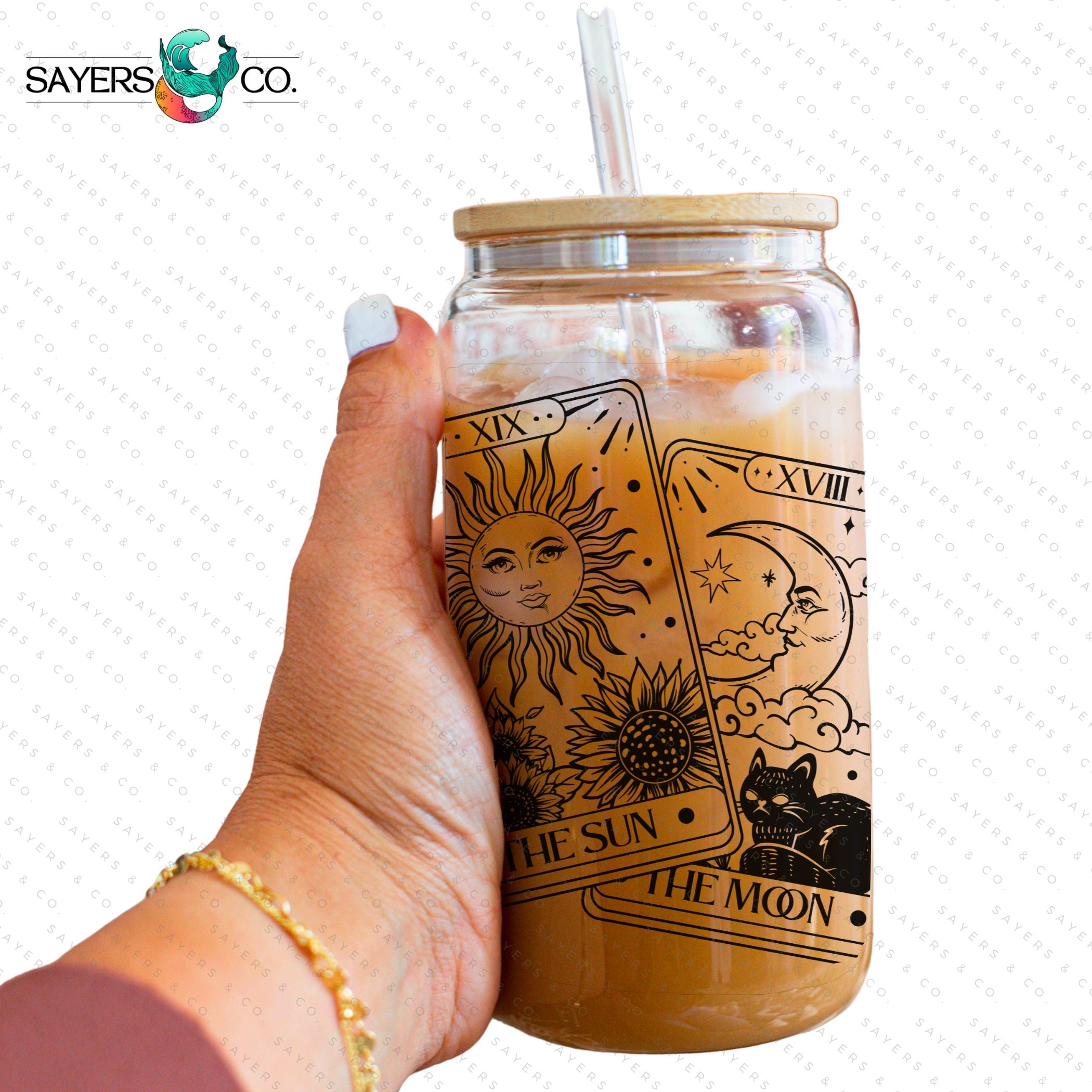 PRINTED Sublimation Transfer featuring Tarot Cards Sun and Moon design, ideal for tumblers and mugs.