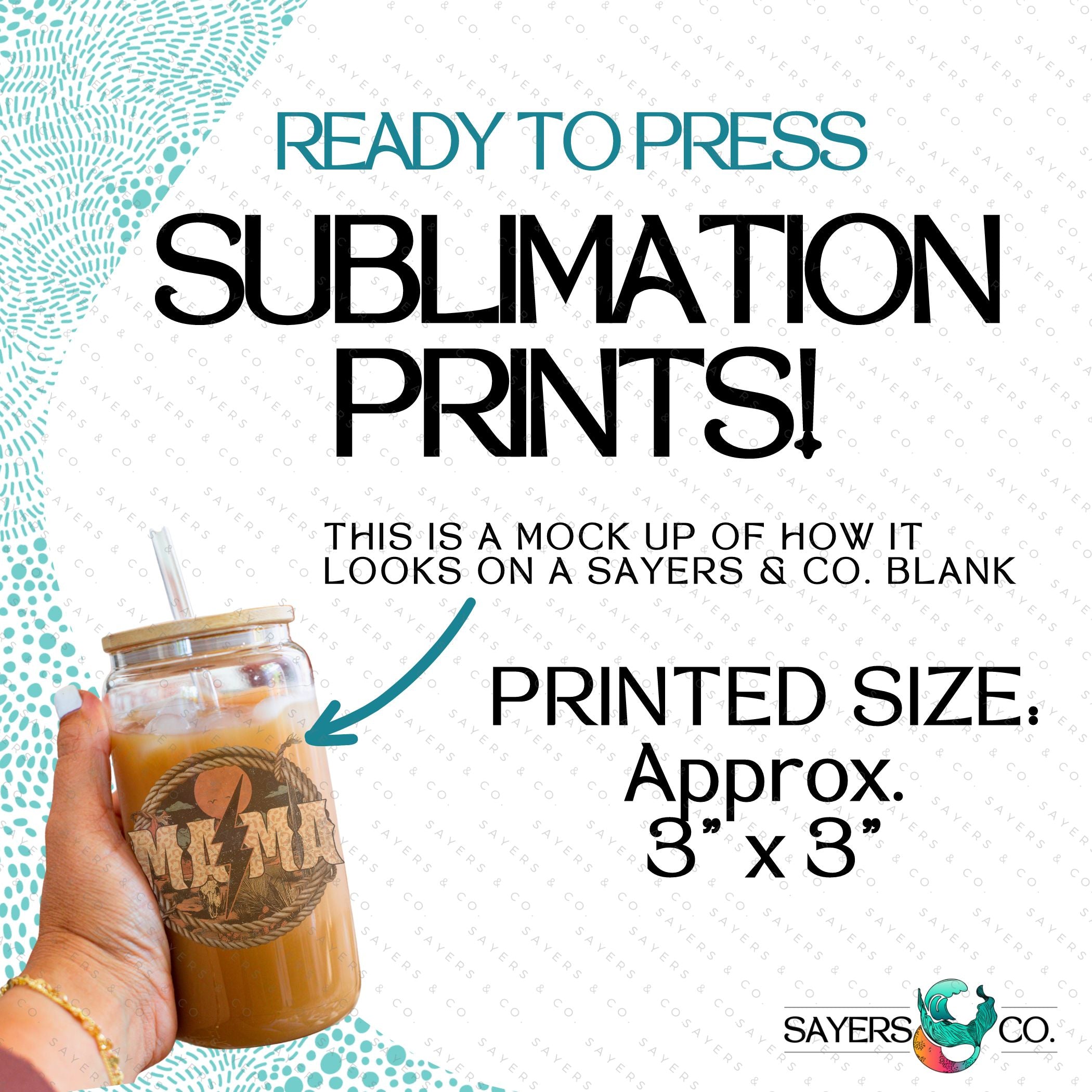PRINTED Sublimation Transfer or Vinyl Print featuring Western Mama design for 16oz tumblers and drinkware.