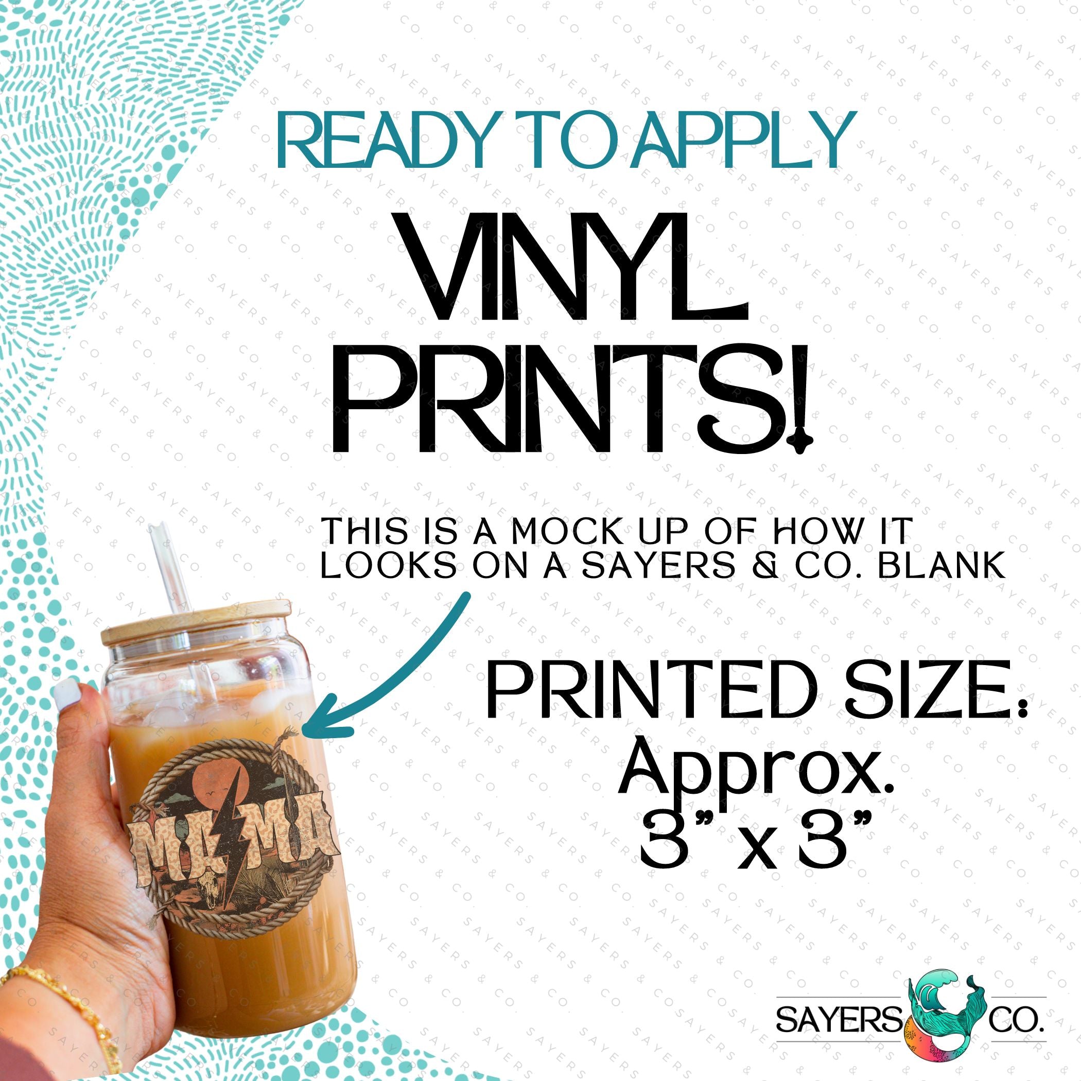 PRINTED Sublimation Transfer or Vinyl Print featuring Western Mama design for 16oz tumblers and drinkware.