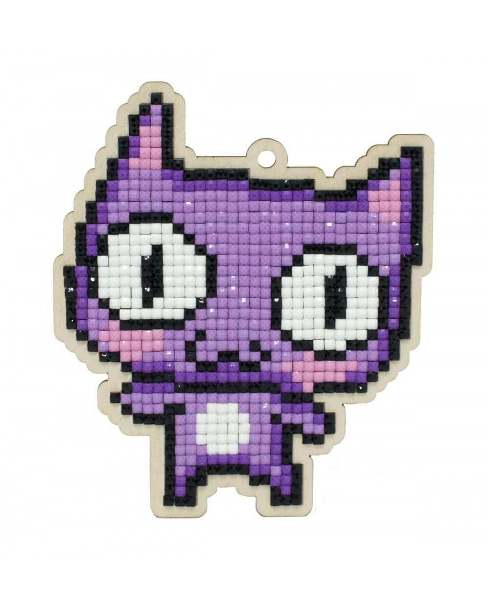 Purple Cat WWP363 Diamond Painting Kit featuring colorful acrylic rhinestones and plywood base for DIY crafting.