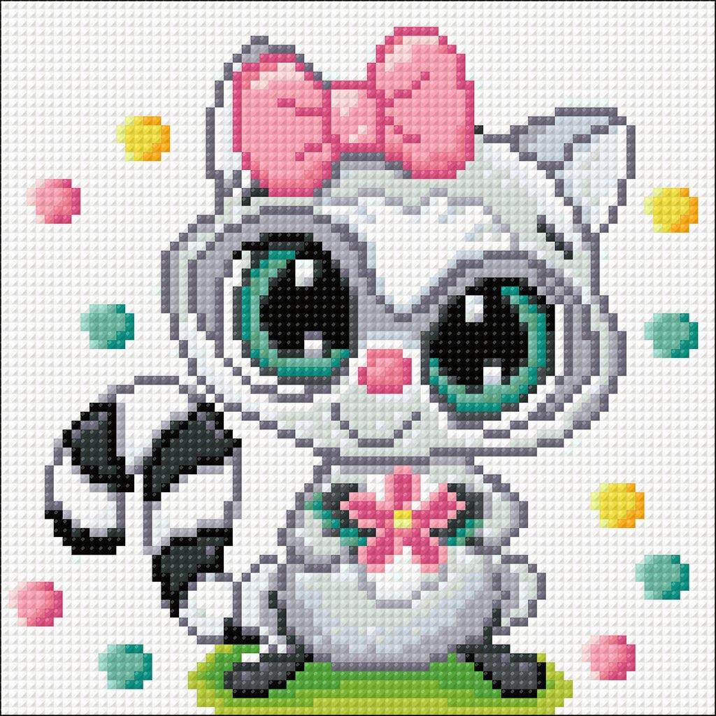 Racoon CS2705 Crafting Spark Diamond Painting Kit with colorful acrylic diamonds and tools on a self-adhesive canvas.