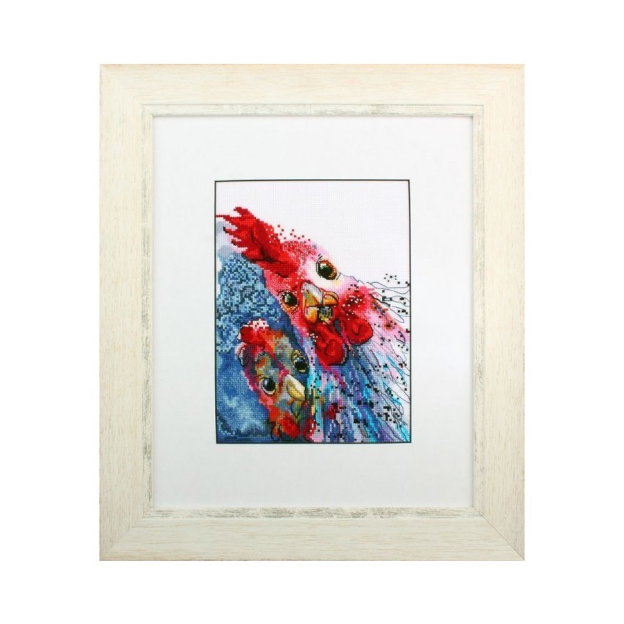 Roasted Chicken with Potatoes Counted Cross Stitch Kit featuring Aida canvas, DMC threads, and stitching supplies.