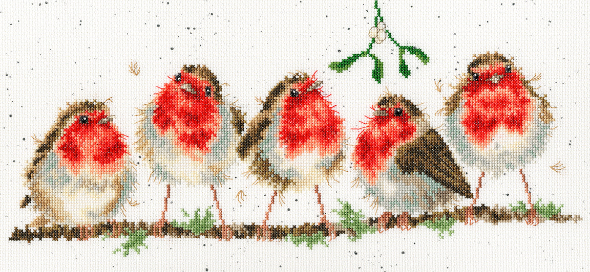 Rockin' Robins XHD69 Counted Cross Stitch Kit featuring 14 count Aida fabric, pre-sorted threads, and included needle and instructions.