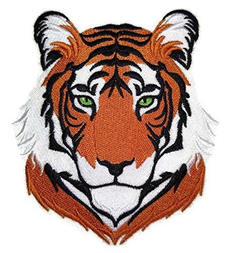 Royal Bengal Tiger face embroidered patch, showcasing intricate details and vibrant colors, perfect for iron-on or sew applications.