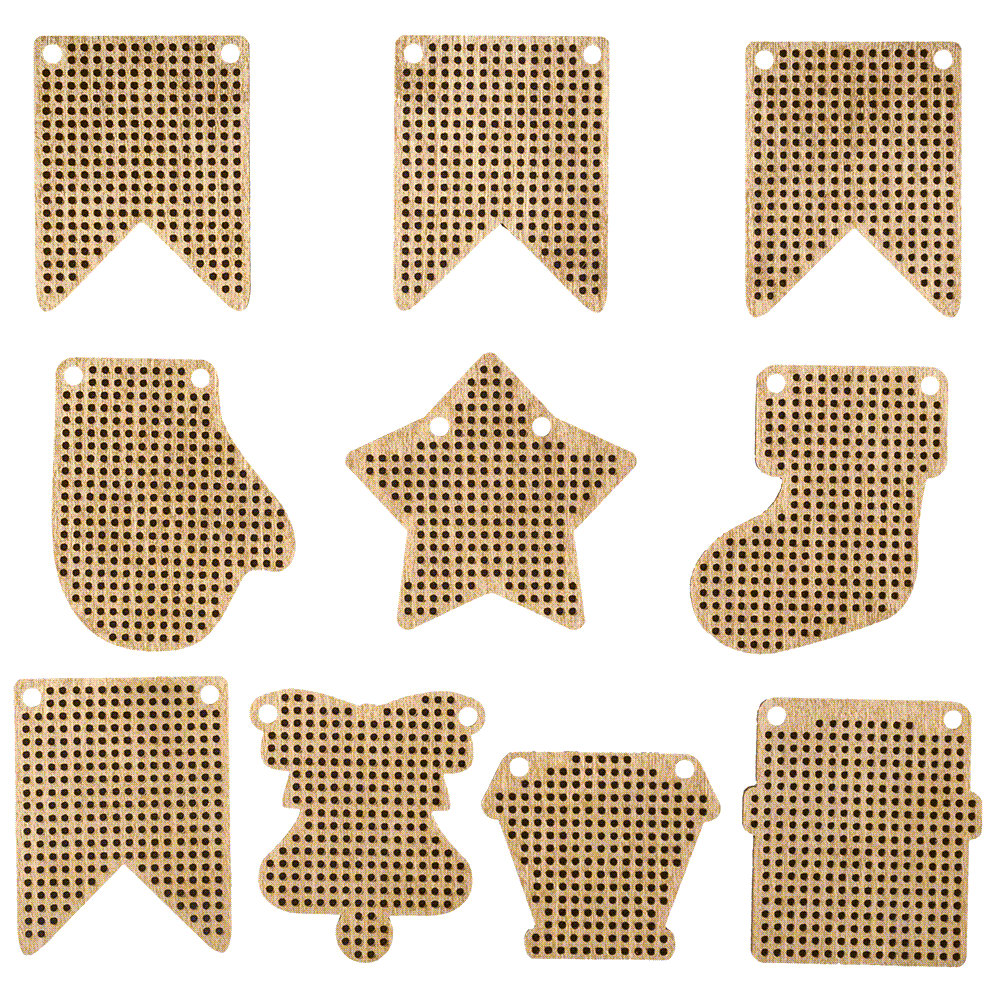 Set of 20 wooden embroidery blanks with intricate designs, perfect for creative needlework projects.