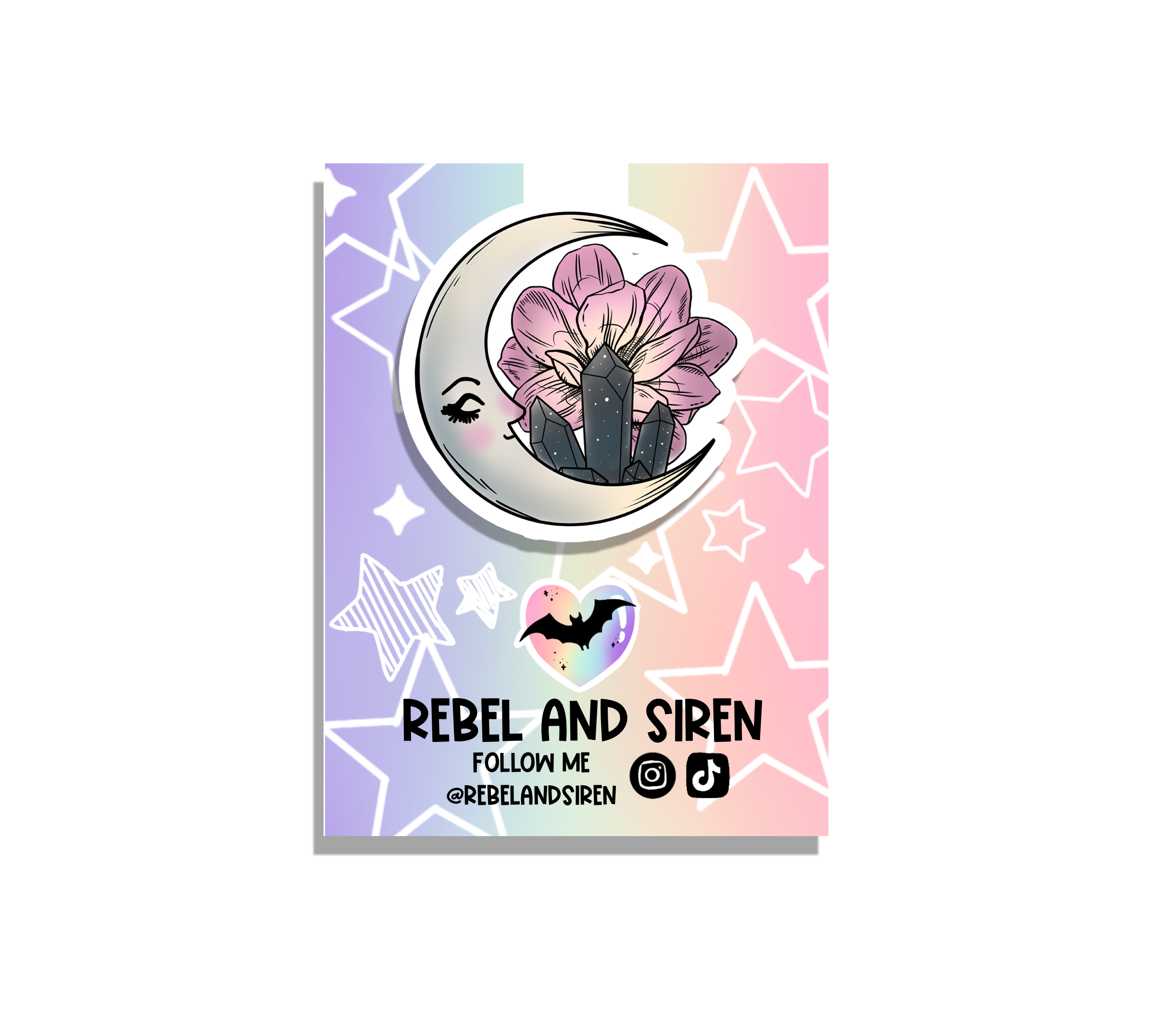 A beautifully designed Sleeping Moon Magnetic Bookmark featuring a serene moon design, measuring 2.5 inches square, perfect for book lovers.