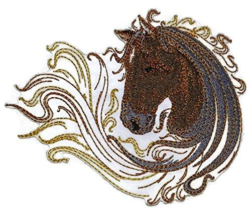 Custom embroidered patch featuring Spirit of Stallions No.5 design, showcasing vibrant colors and intricate stitching.