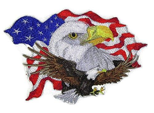 Spirit Of The Eagle embroidered patch featuring a detailed eagle design on a cotton base, measuring 6.25 inches by 4.47 inches.