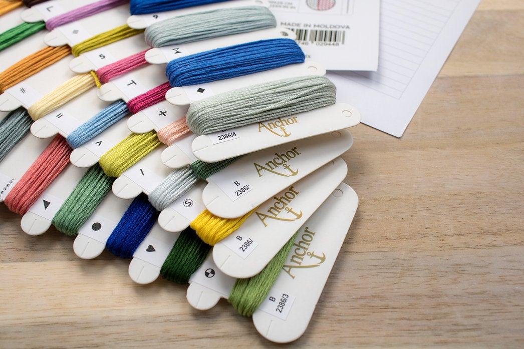 Spring Flowers B2386L Counted Cross-Stitch Kit featuring vibrant colors and detailed design by Barbara Mock.