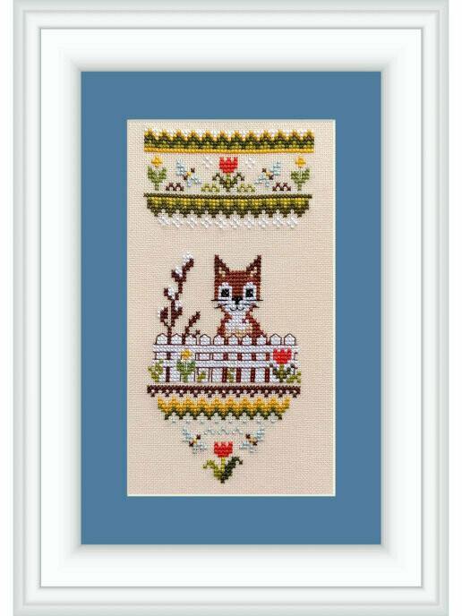 Spring Has Come PM-07 Counted Cross-Stitch Kit featuring vibrant threads, Zweigart fabric, and detailed chart for crafting.