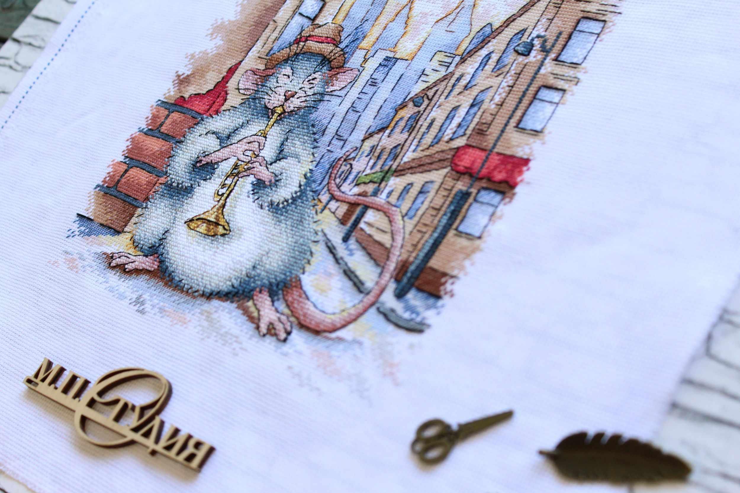 Street Jazz SNV-698 Counted Cross Stitch Kit featuring 29 colorful threads and 18 count AIDA canvas.