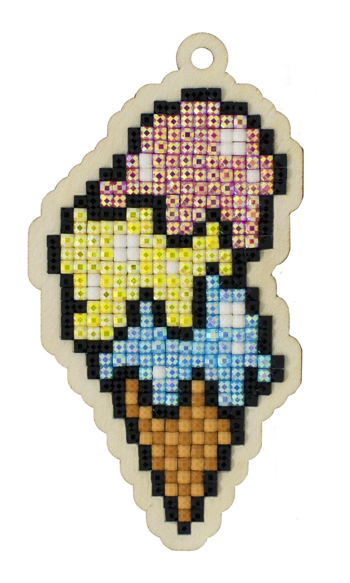 Sweet Ice Cream WWP395 Diamond Painting Kit featuring colorful rhinestones on plywood, perfect for DIY crafting.