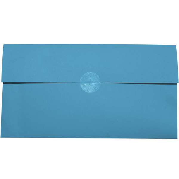 Blue envelope with a seal.