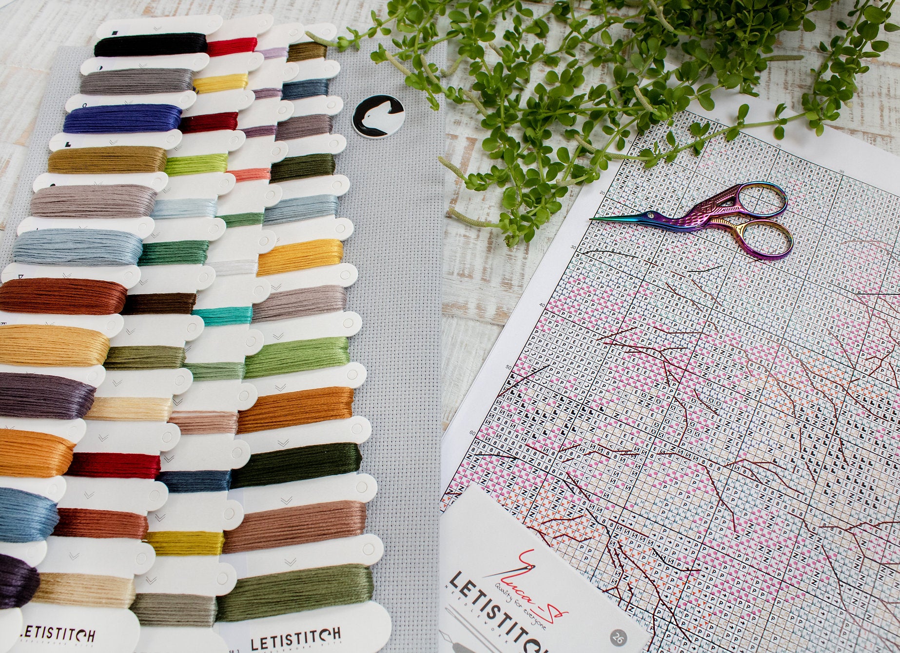 The Palace L8058 Counted Cross Stitch Kit featuring vibrant Anchor threads, Zw.Aida canvas, and included needle and instructions.