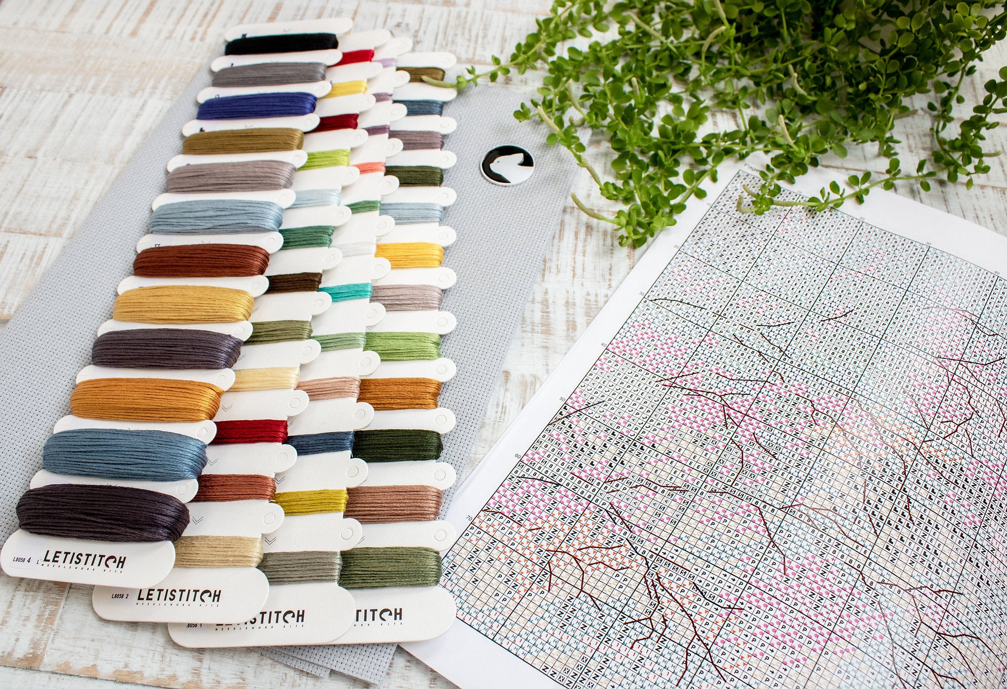 The Palace L8058 Counted Cross Stitch Kit featuring vibrant Anchor threads, Zw.Aida canvas, and included needle and instructions.