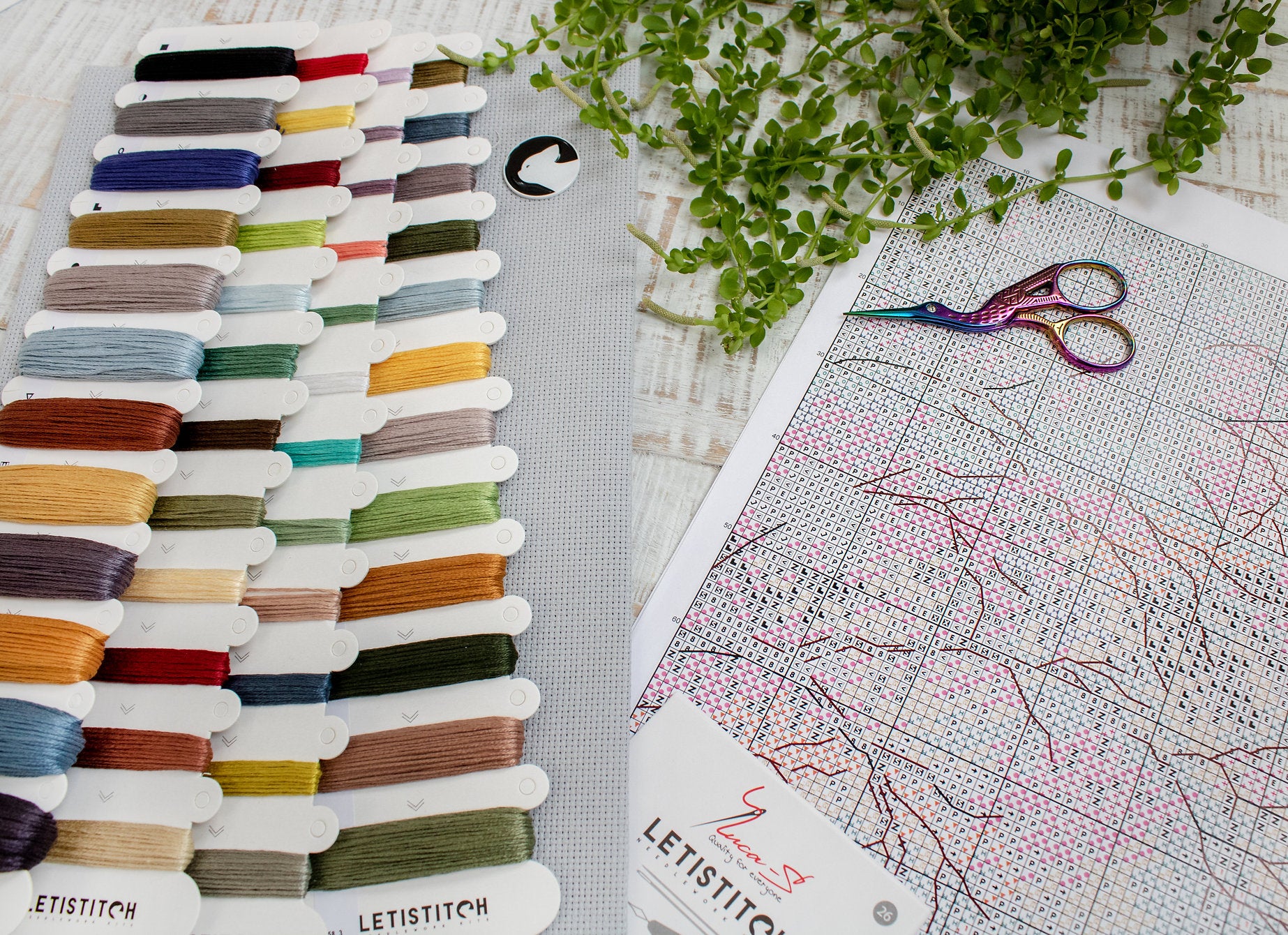 The Palace L8058 Counted Cross Stitch Kit featuring vibrant Anchor threads, Zw.Aida canvas, and included needle and instructions.