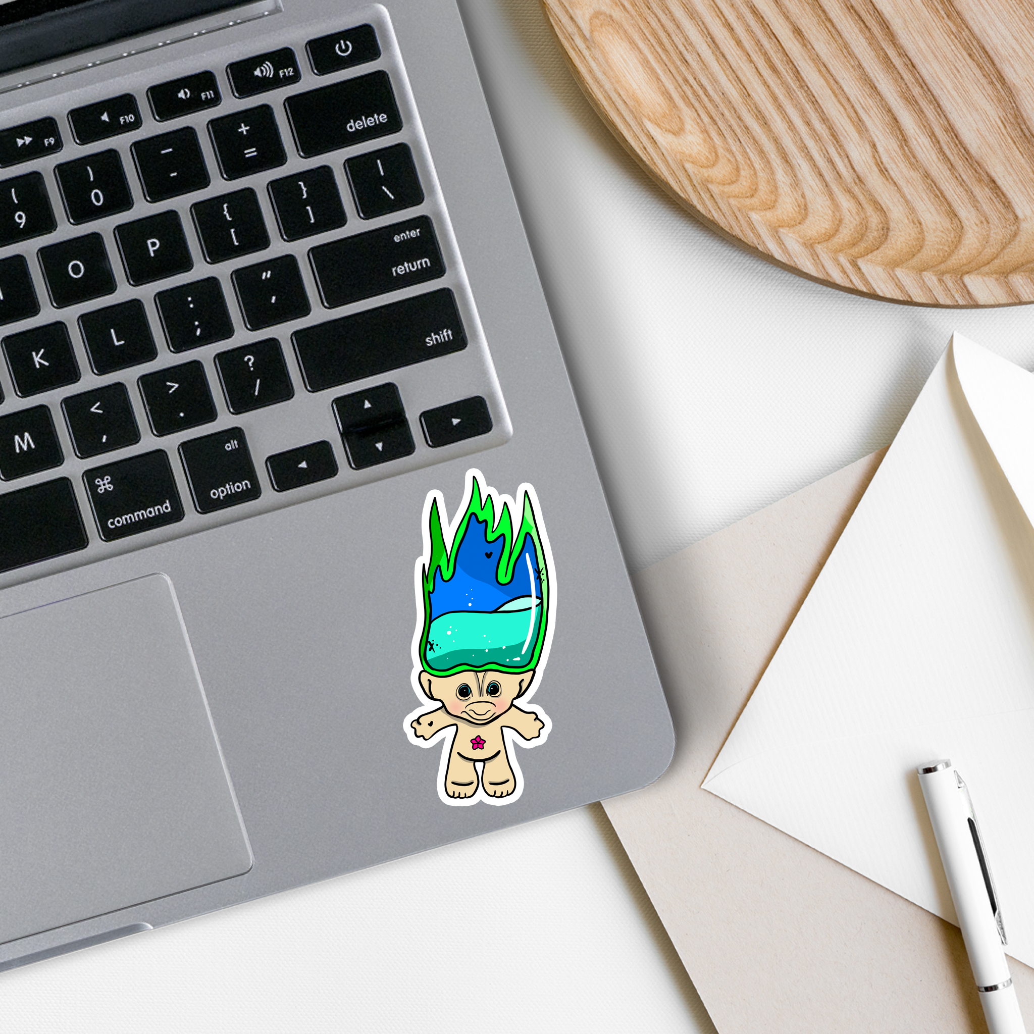 A colorful Troll Vinyl Sticker measuring 3.5 inches, showcasing vibrant designs suitable for various surfaces.