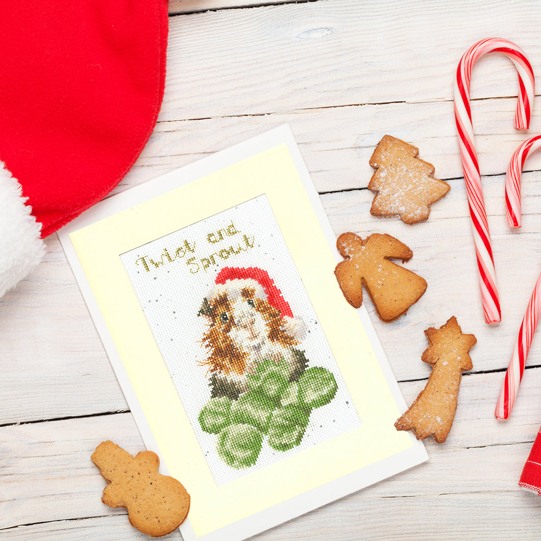 Twist And Sprout Kit XMAS58 Counted Cross Stitch Kit featuring Aida fabric, threads, and accessories for holiday crafting.