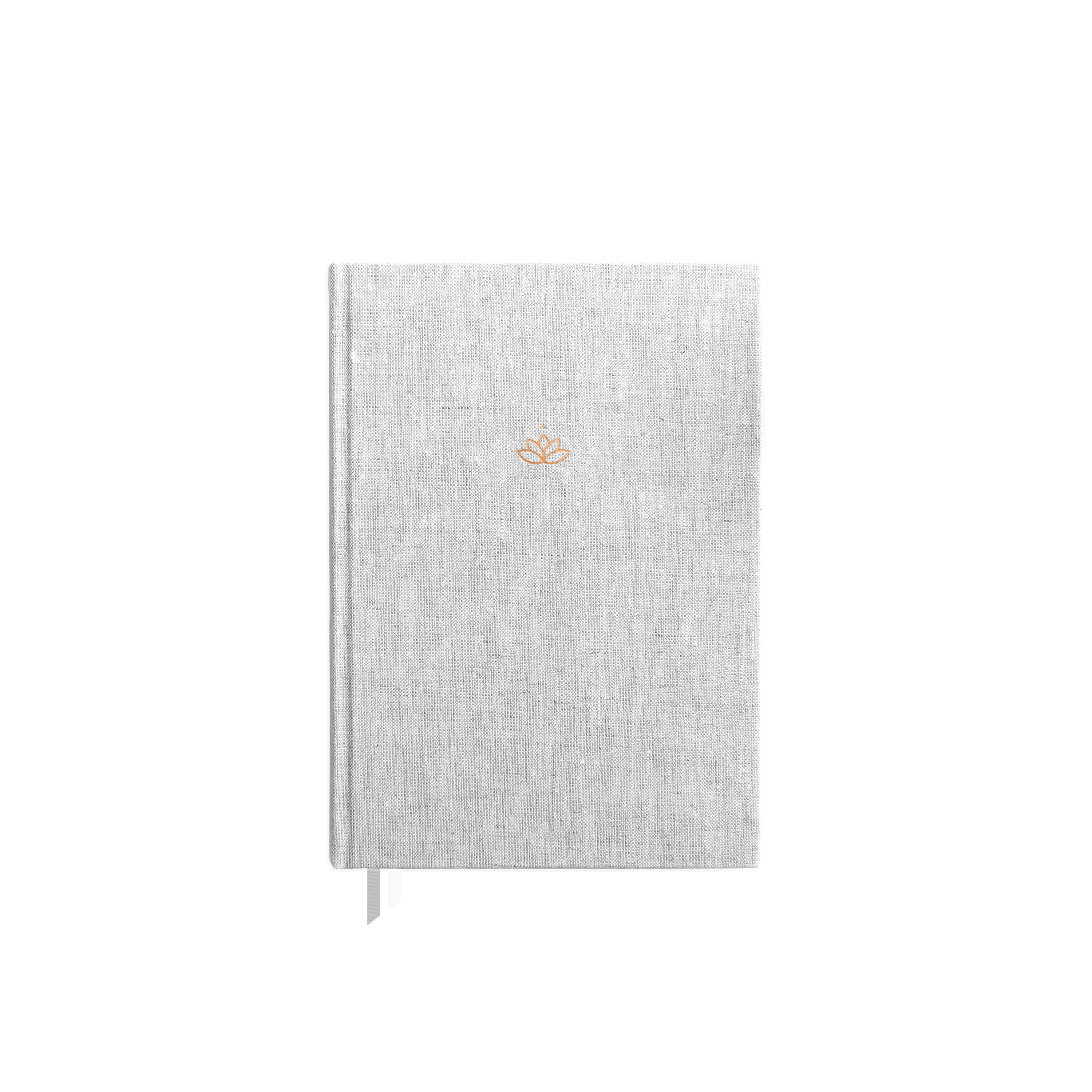 Undated Weekly Ponderlily Planner in Linen with elegant design and eco-friendly materials, featuring a pocket and perforated pages.