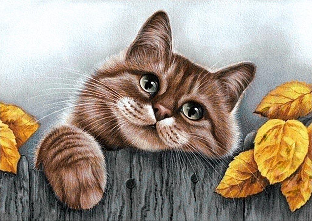 Village Cat CS205 diamond painting kit with square acrylic diamonds and self-adhesive canvas.